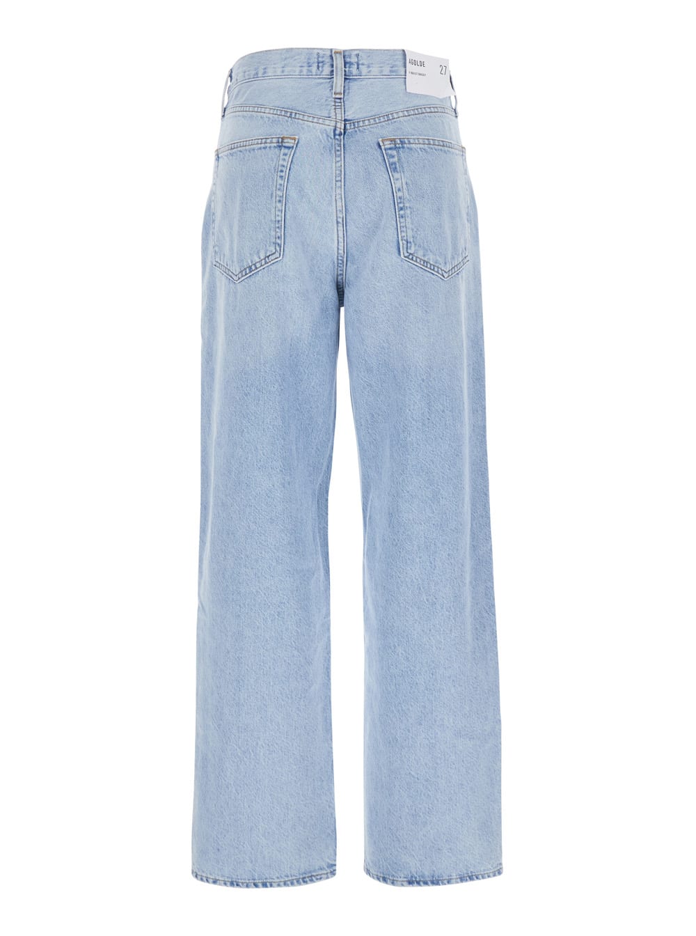 AGOLDE BLUE JEANS WITH WIDE LEG AND LOGO PATCH ON THE REAR IN DENIM WOMAN 