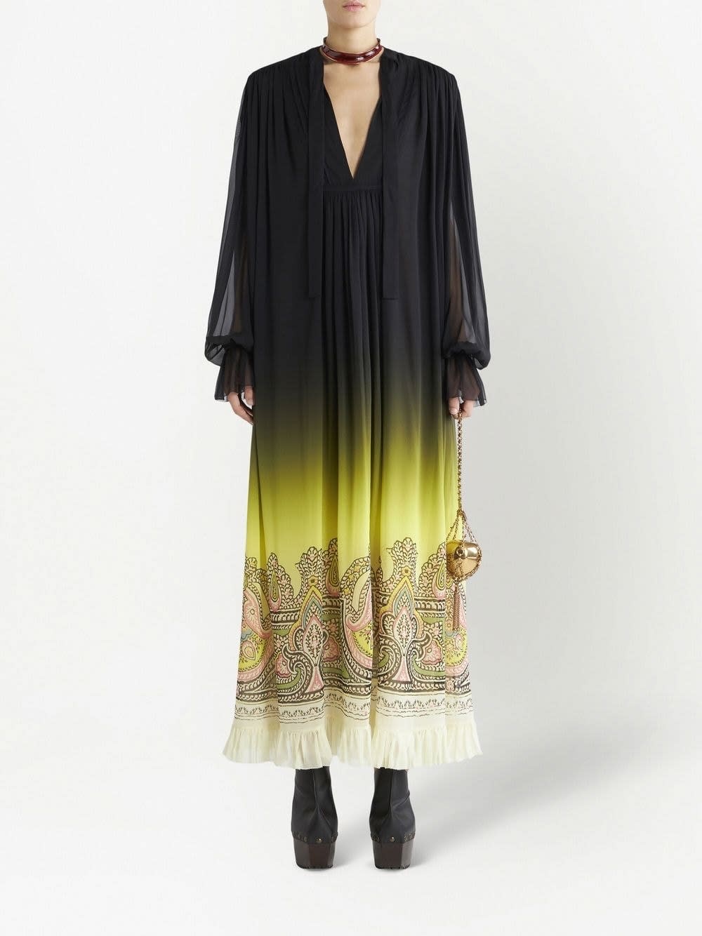 Etro Printed Silk Dress In Black