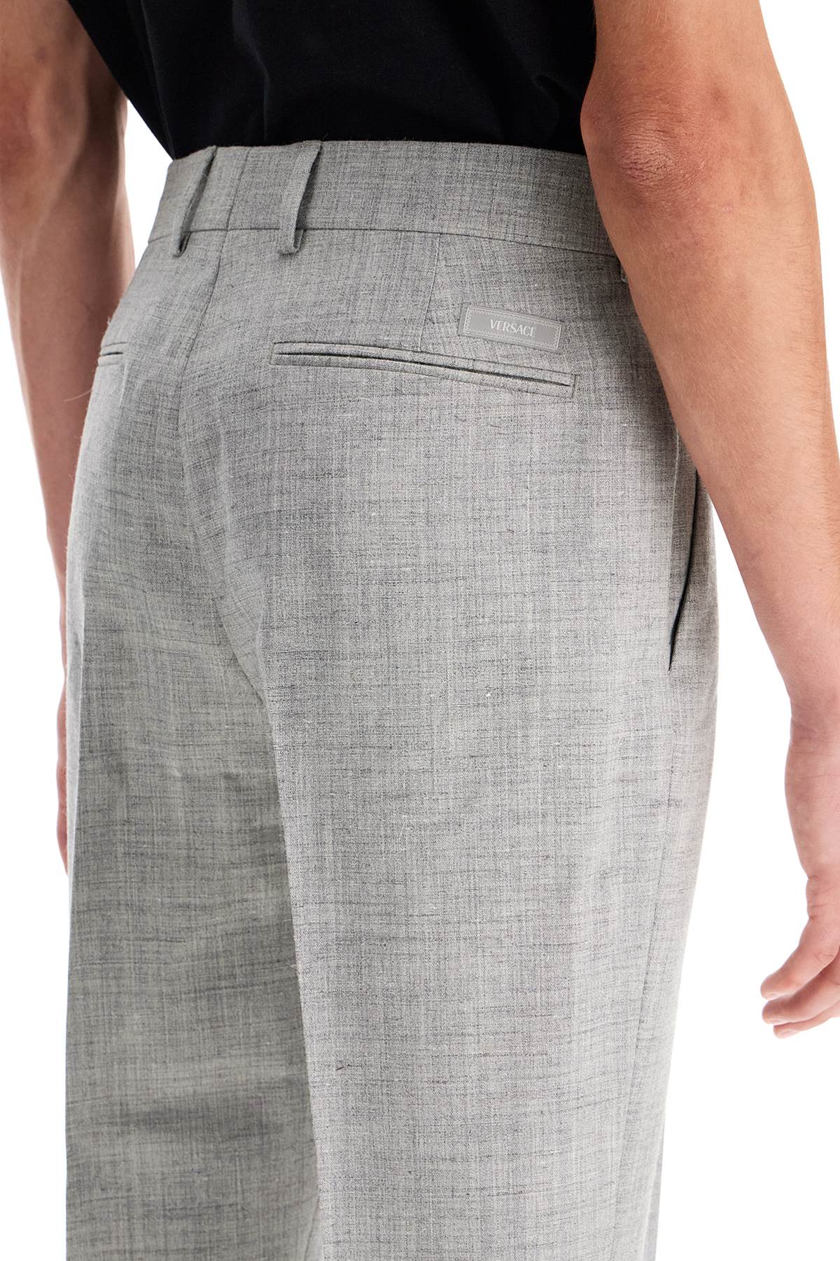 Shop Versace Tailoring Cigarette Pants In Concrete Melange (grey)