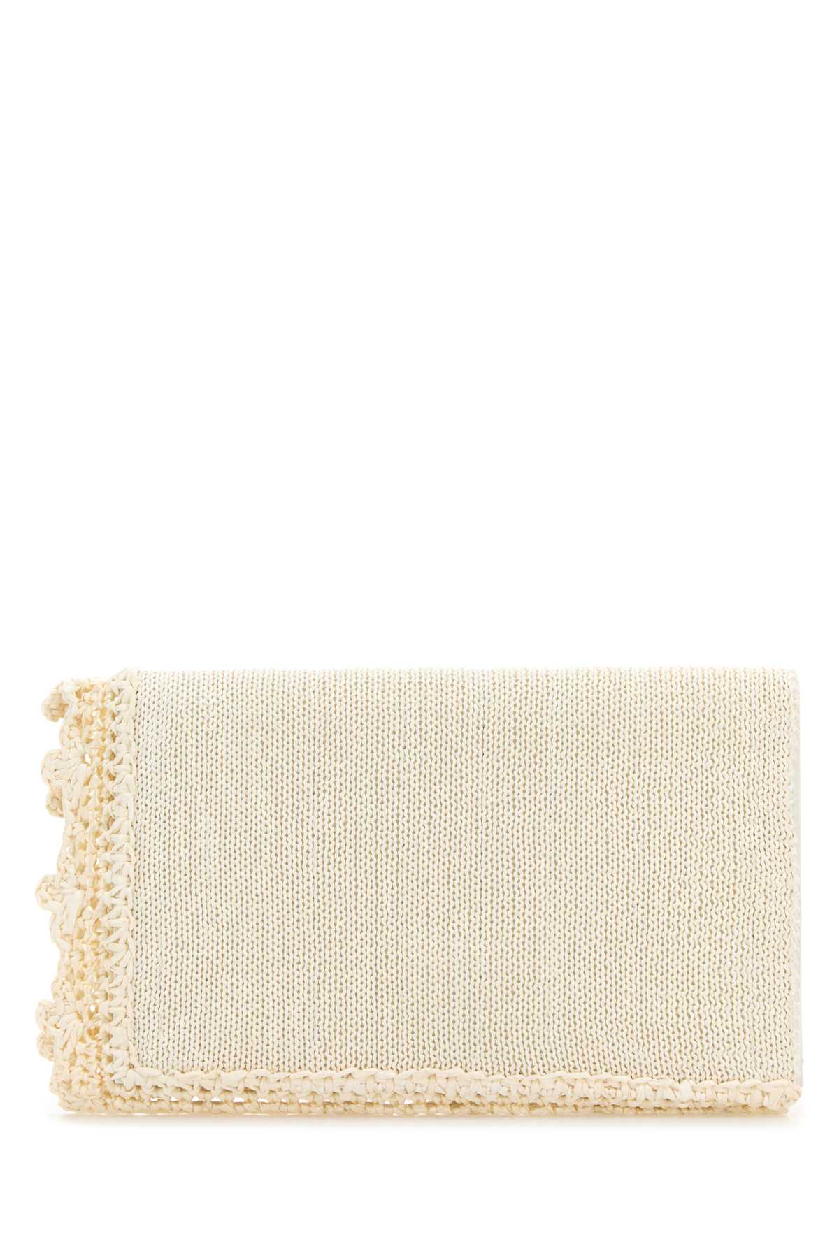 Jw Anderson Crochet Detail Rectangular Shape Clutch Bag In Offwhite