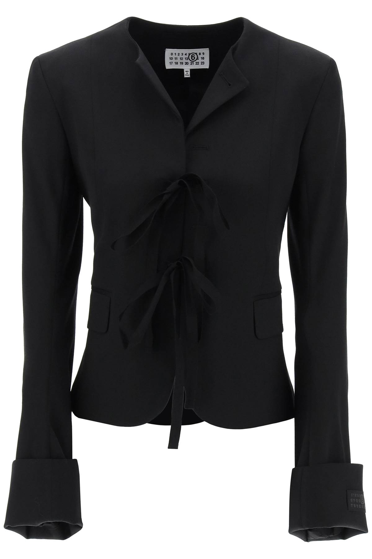 Shop Mm6 Maison Margiela Single-breasted Blazer With Round Neck In Black (black)