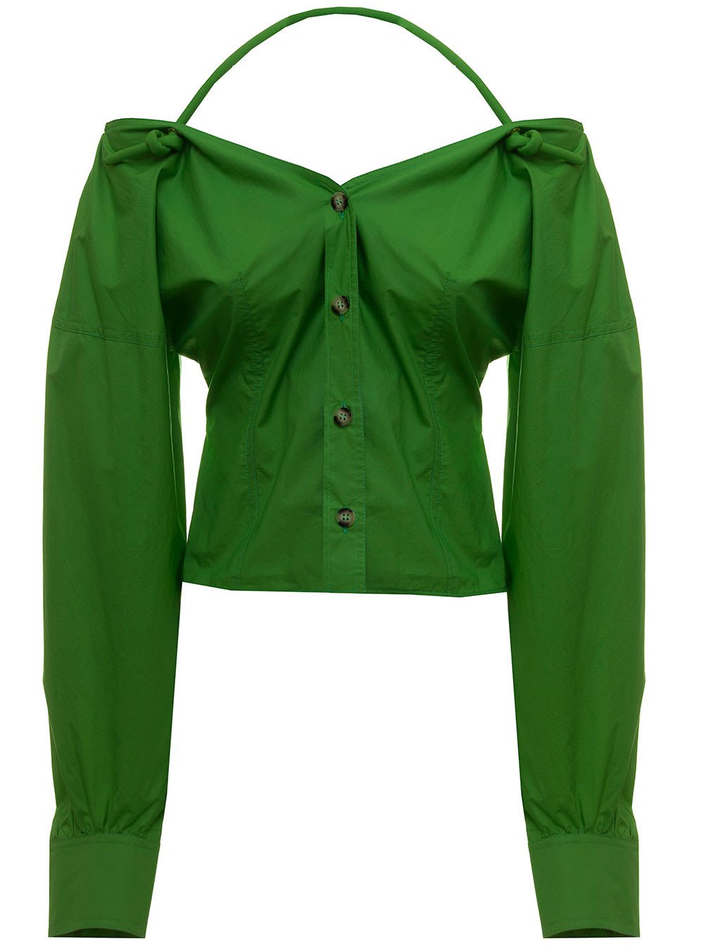 Nanushka Womans Tami Green Cotton Poplin Shirt