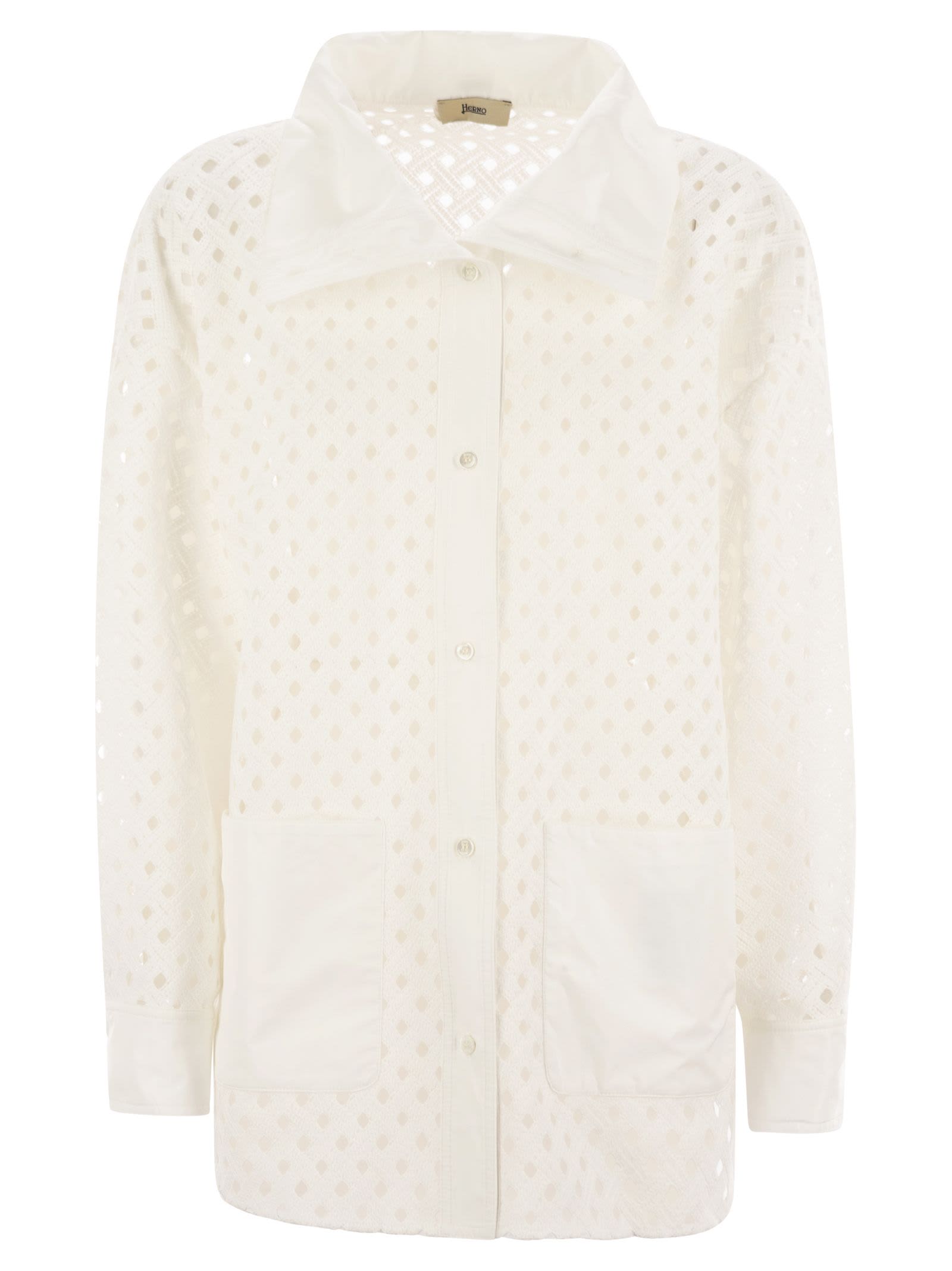 Crochet-effect Shirt-cut Jacket
