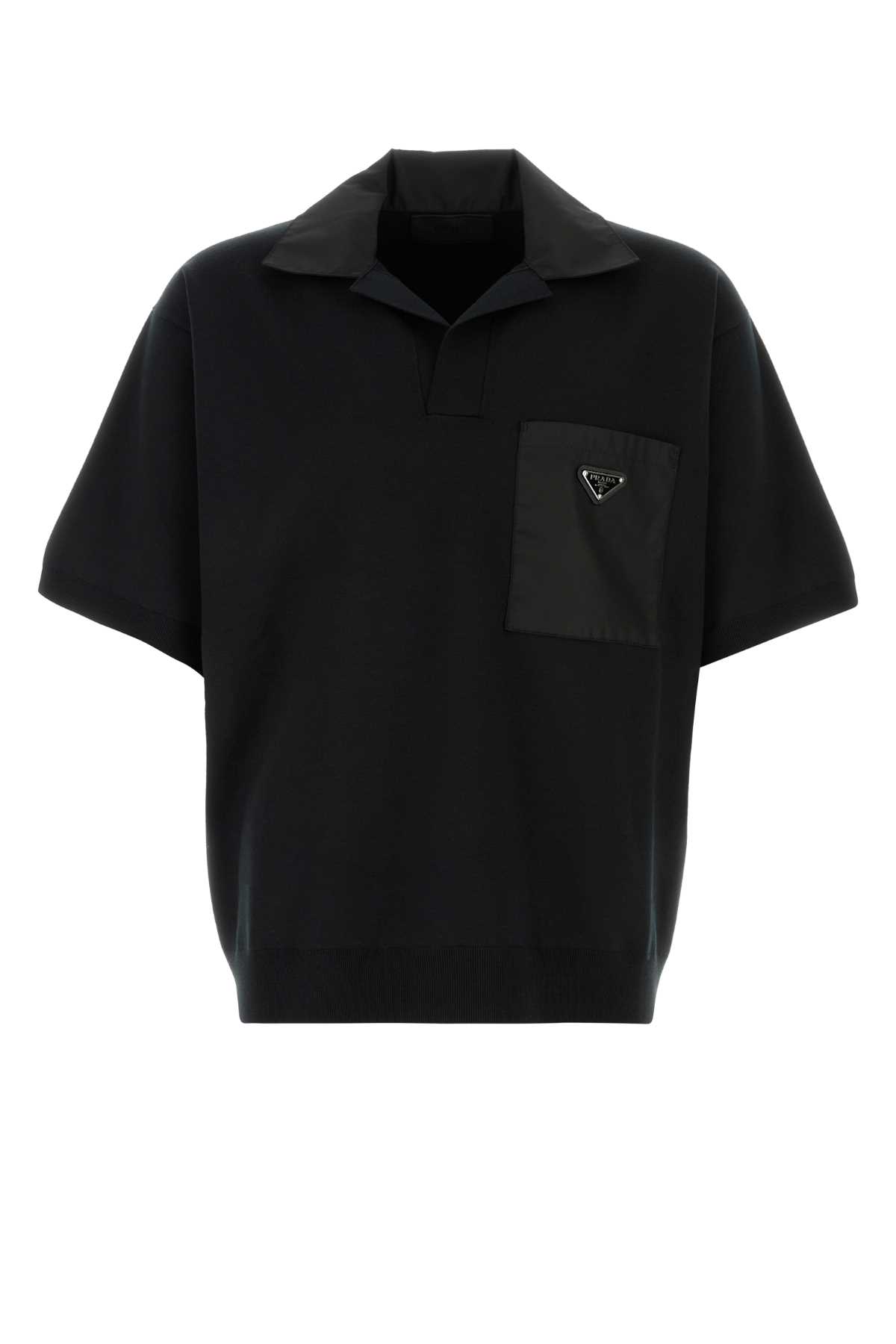 Prada Black Wool Polo Shirt