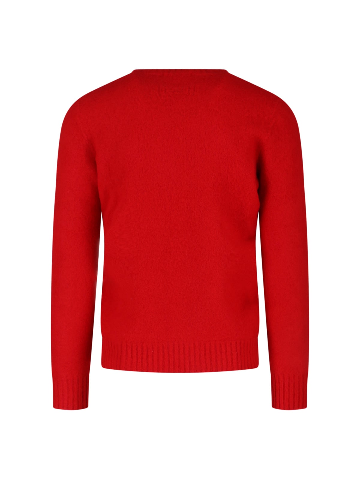 Drumohr Timeless Crewneck Sweater With Ribbed Details In Red