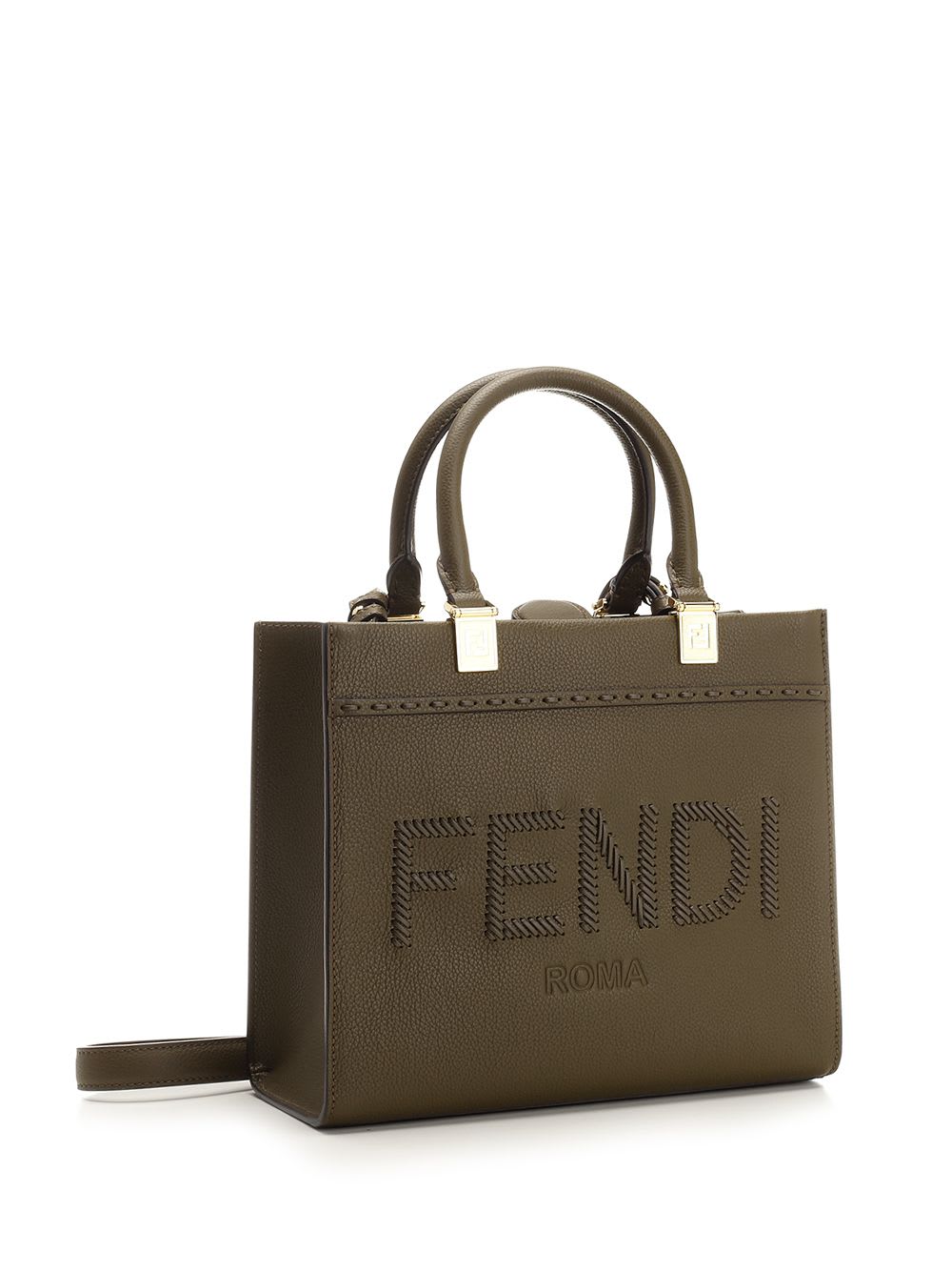 Shop Fendi Sunshine Small Shopper Bag In Green