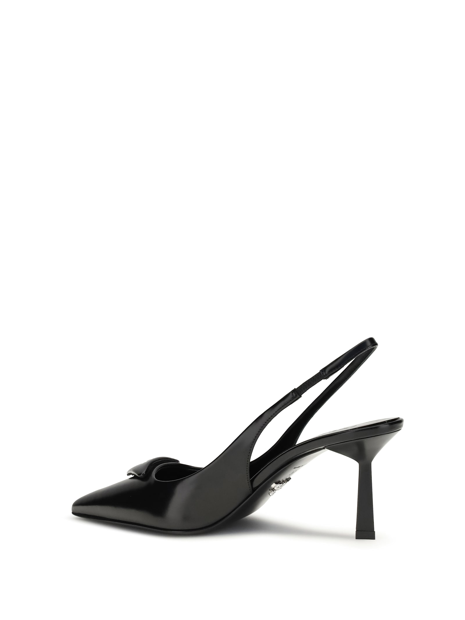 Prada Patent Padded Triangle Slingback Pumps In Black