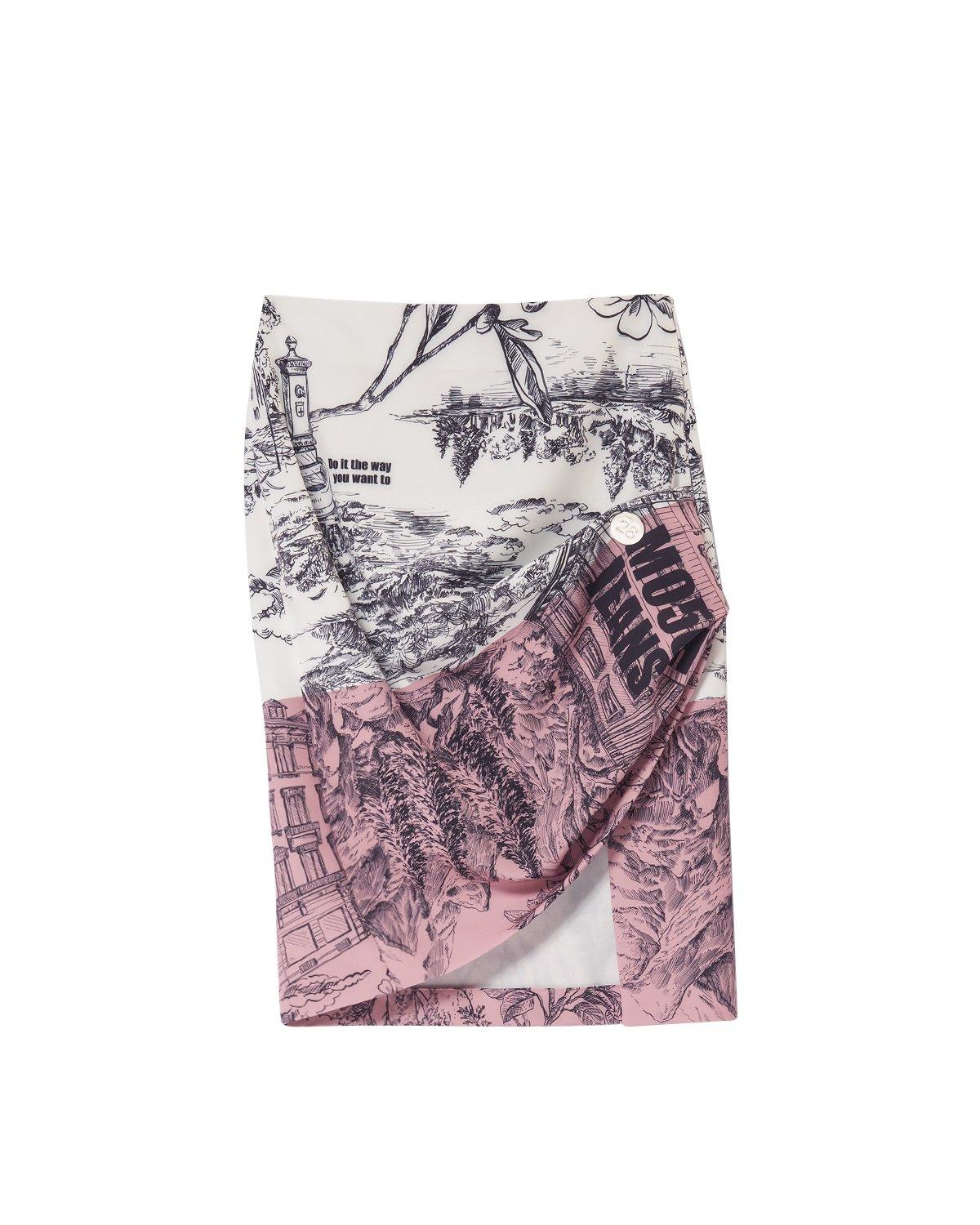 Graphic Printed Midi Skirt