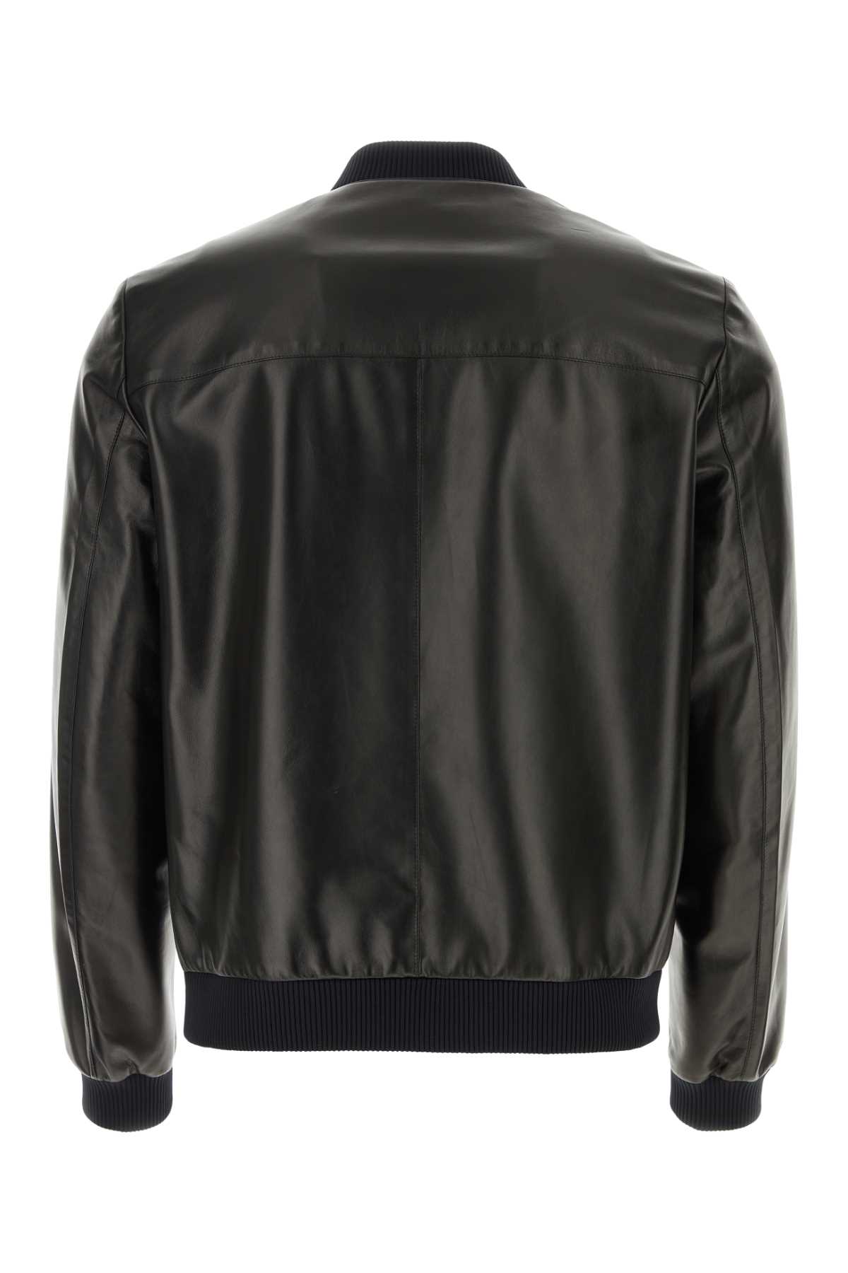 Shop Prada Black Nappa Leather Reversible Bomber Jacket In Nero