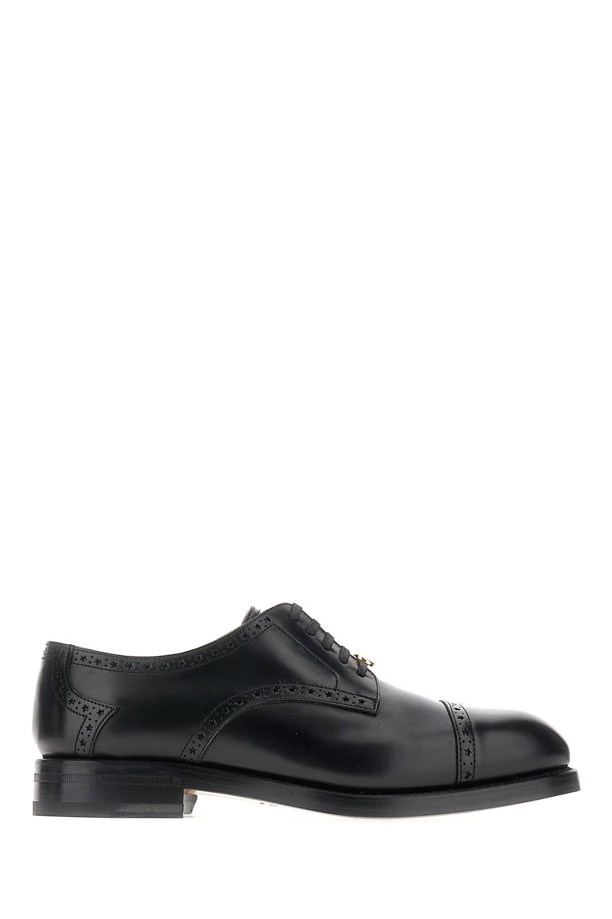 Shop Gucci Black Leather Lace-up Shoes In 1000