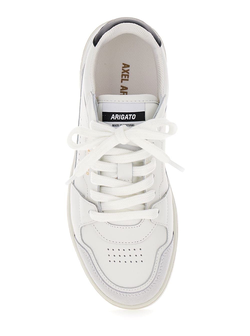 Shop Axel Arigato Dice Lo White Sneakers With Logo Detail And Black Heel Tab In Suede And Leather Woman