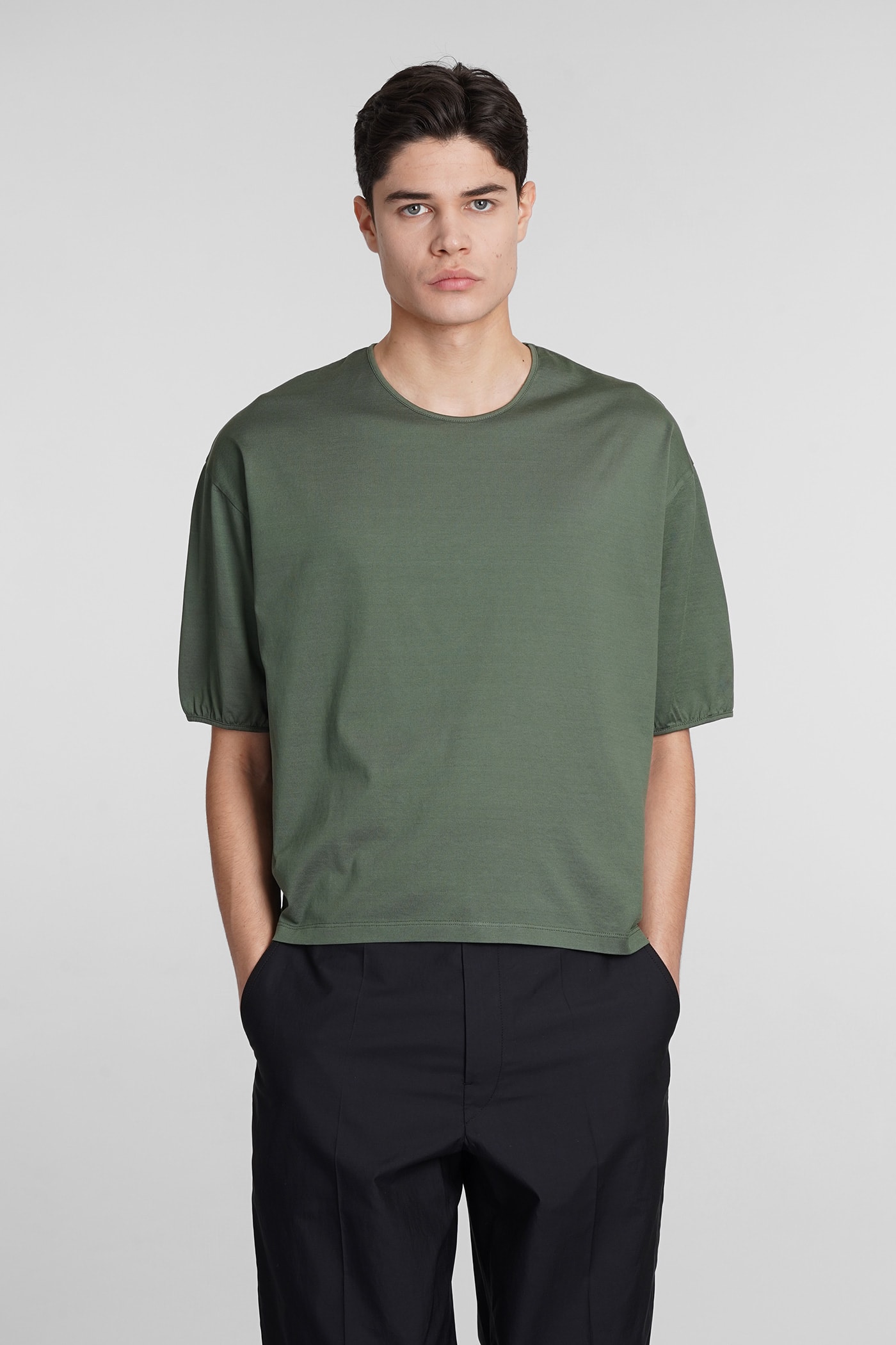 LEMAIRE T-SHIRT IN GREEN COTTON