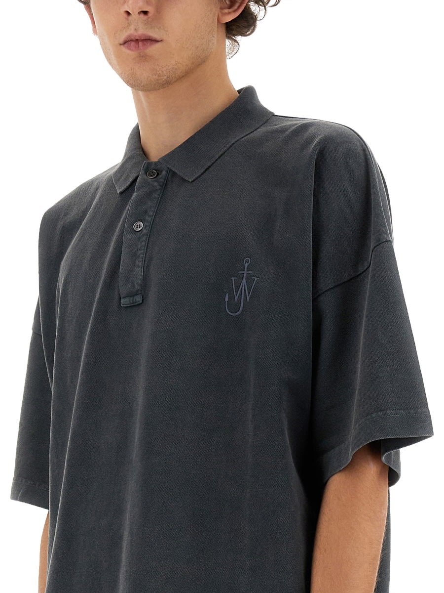 Shop Jw Anderson Polo With Logo In Grey