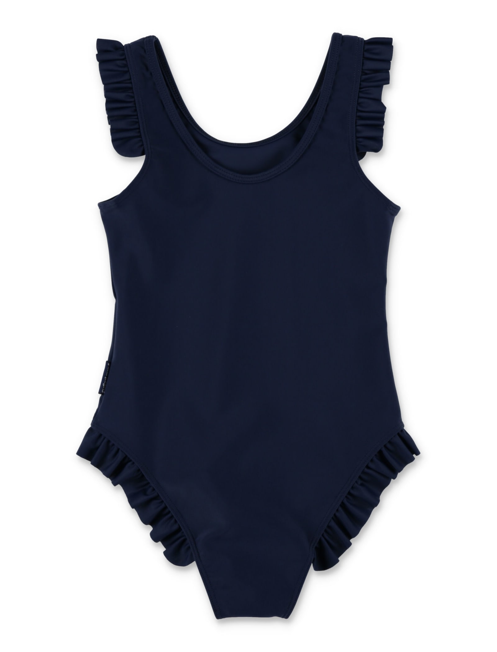 Shop Palm Angels Logo One-piece Swimsuit In Navy