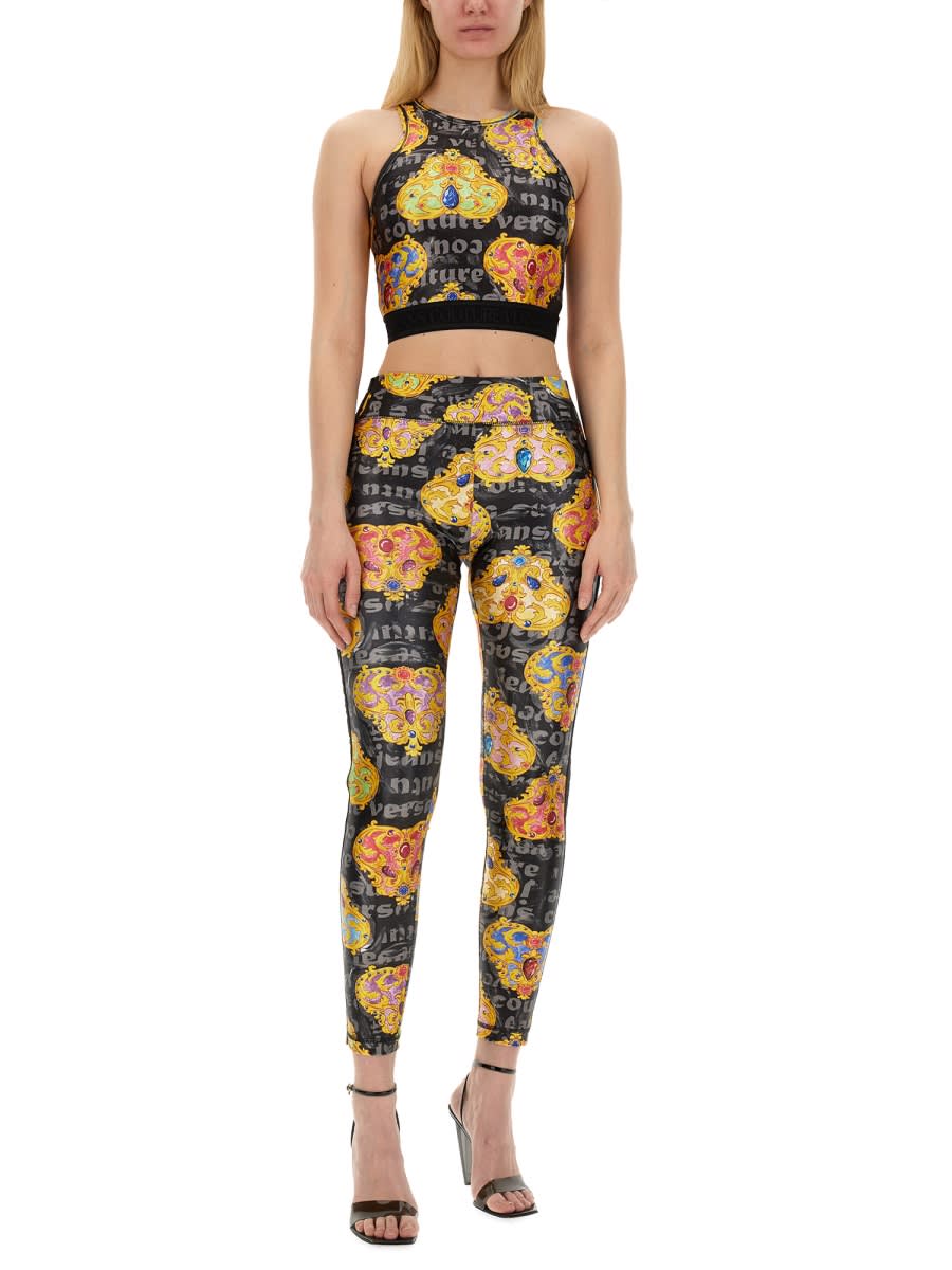 Shop Versace Jeans Couture Leggings With Print In Black