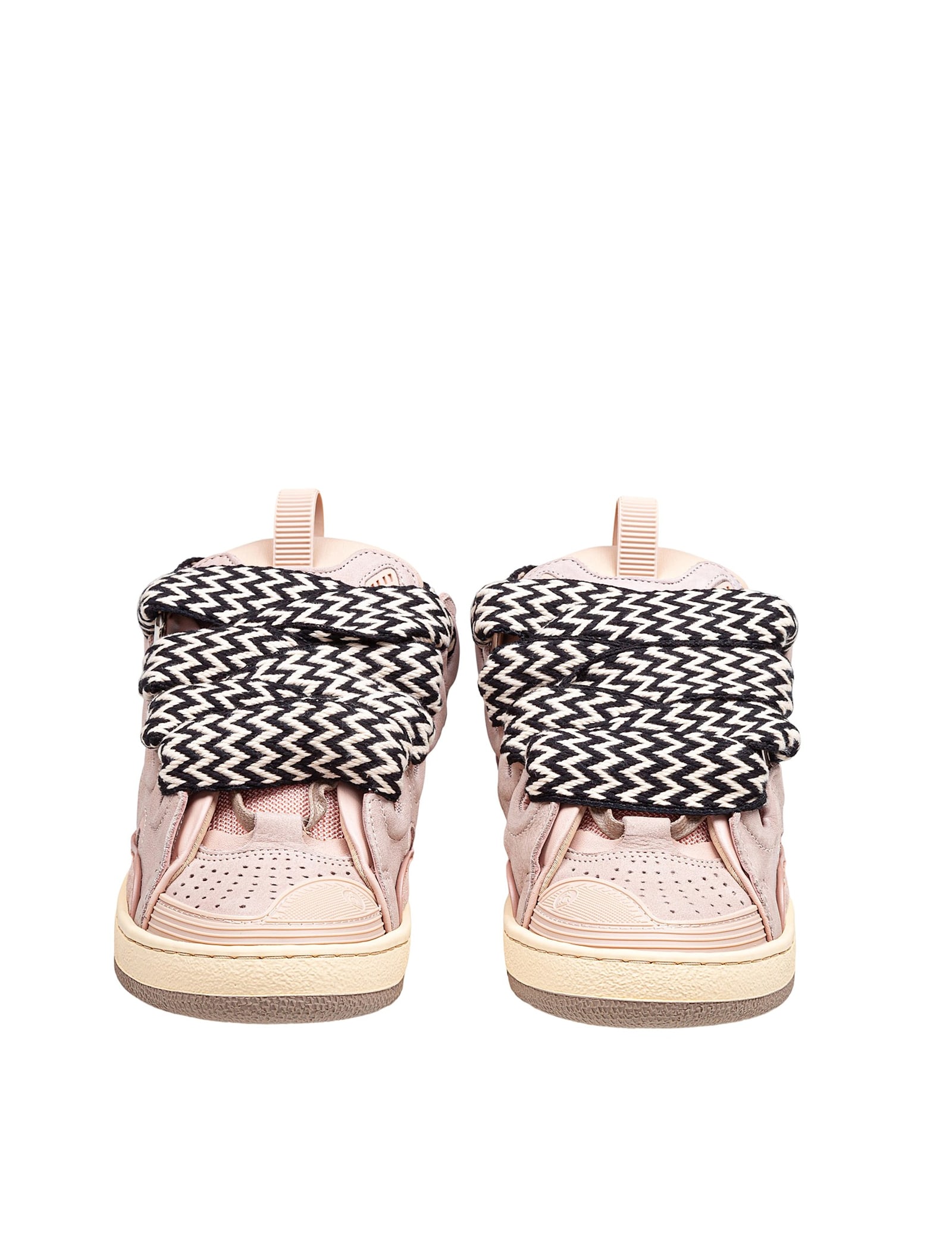 Shop Lanvin Curb Sneakers In White And Pink Leather