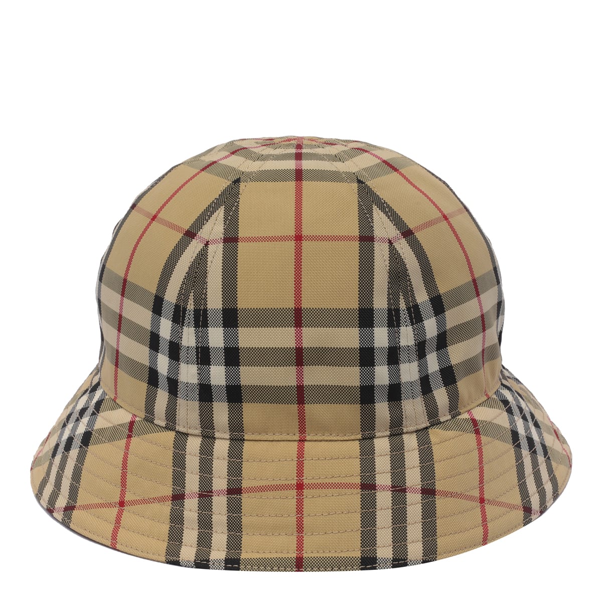 Exaggerated Check Cotton Canvas Bucket Hat in Birch Brown