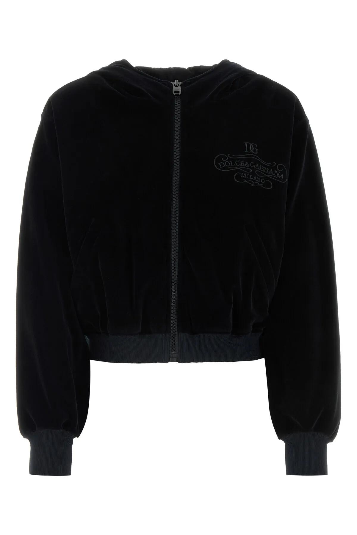 Shop Dolce & Gabbana Black Chenille Sweatshirt In Nero