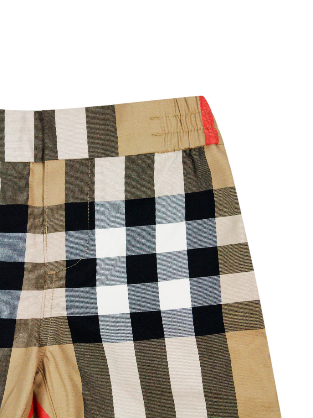 Shop Burberry Cotton Jersey Shorts With Elasticated Waist And Front Welt Pockets And Classic Check Back Pockets In Check Beige