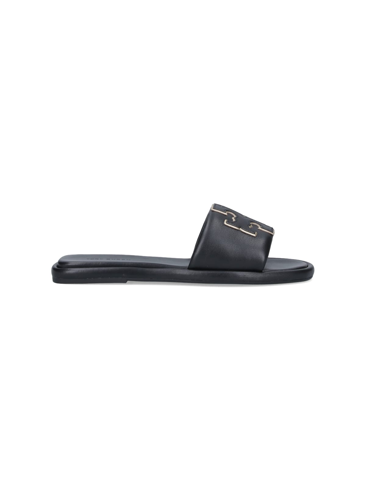 Shop Tory Burch Double T Sporty Slider Sandals In Black