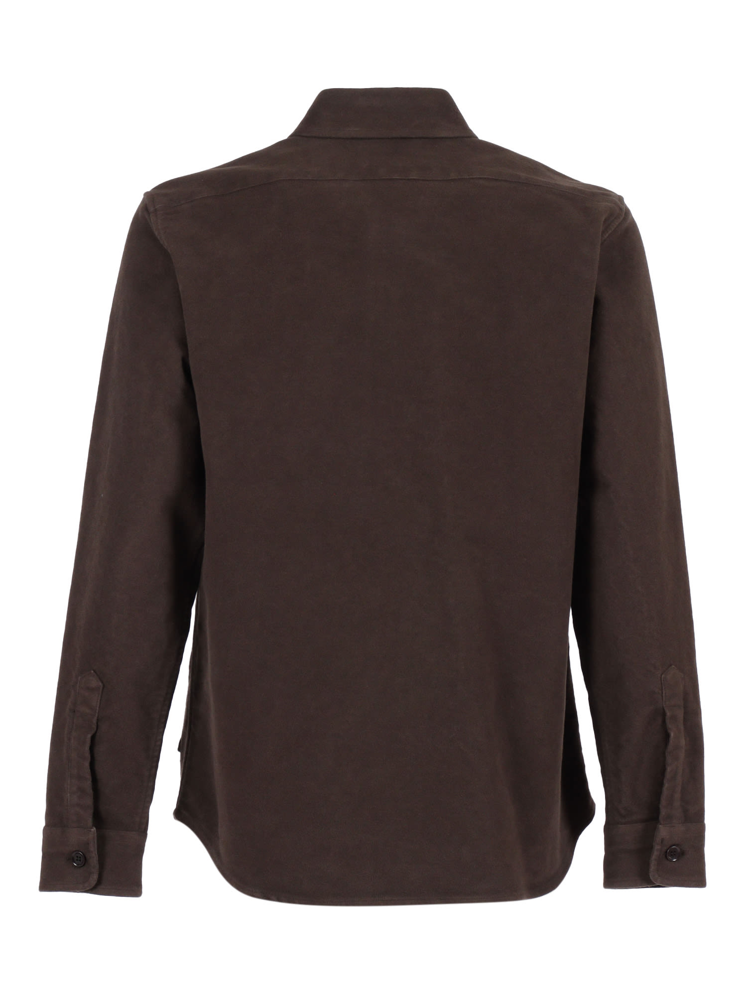 Aspesi Pointed Collar Button-up Shirt With Single Chest Pocket In Brown