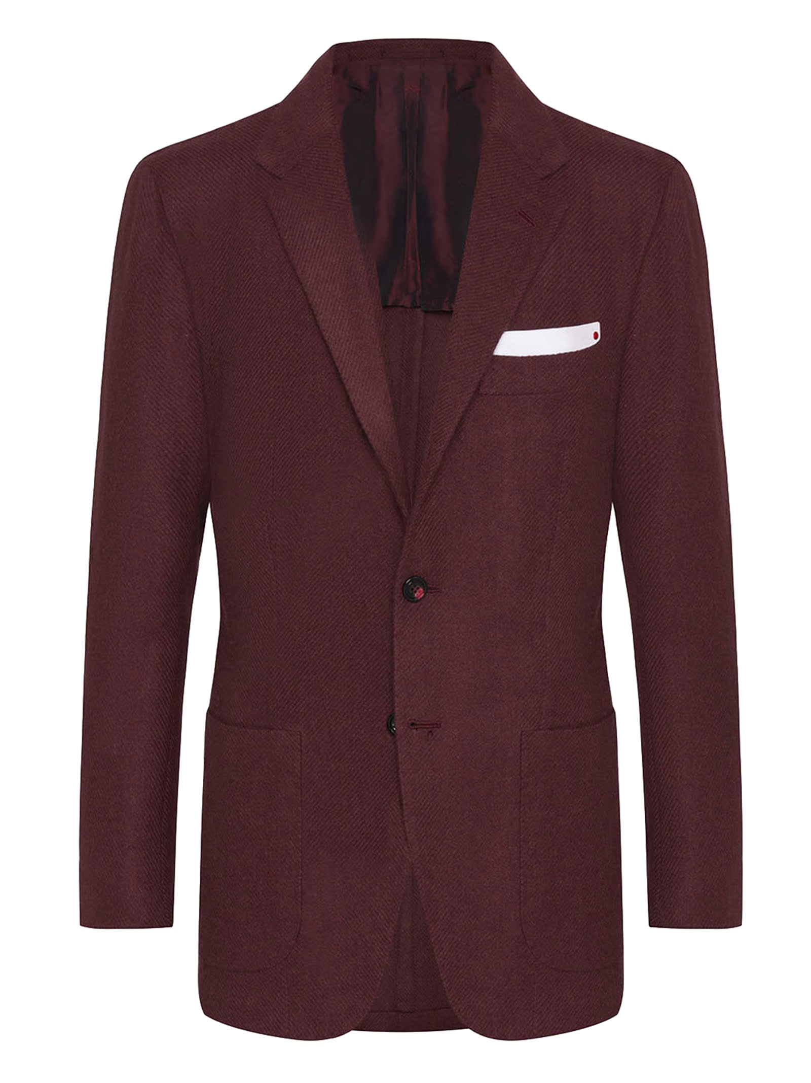 Kiton Jacket Cashmere In Bordeaux