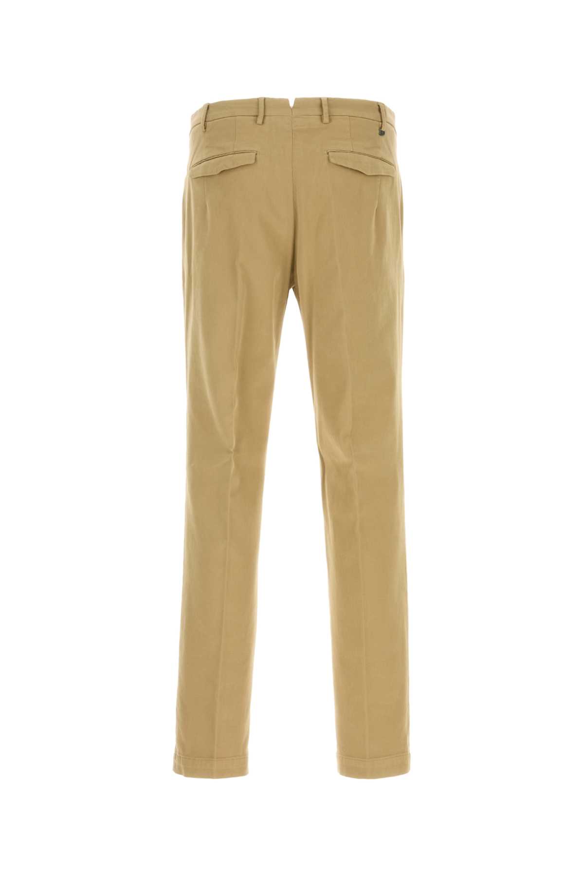 Pt Torino Beige Stretch Cotton Pant In Neutral