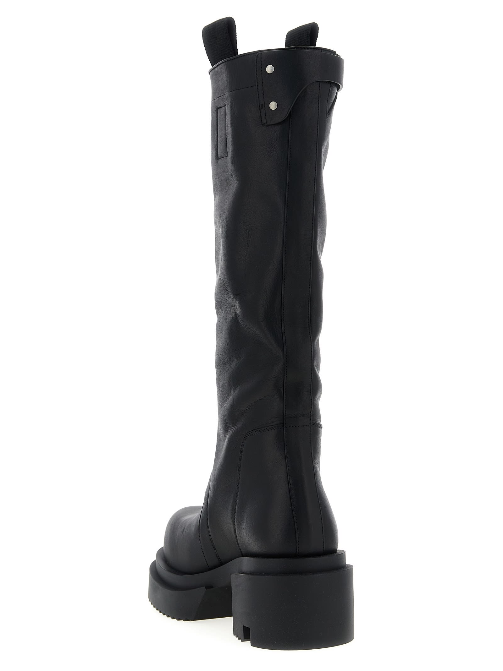 Rick Owens Womens Black Mega Tractor Pull-on Leather Boots Eur 38/5 Uk In Black