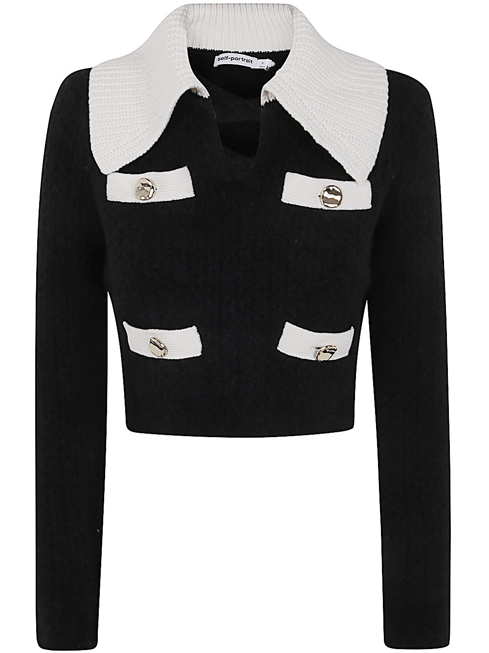 Shop Self-portrait Black Cashmere Blend Jumper