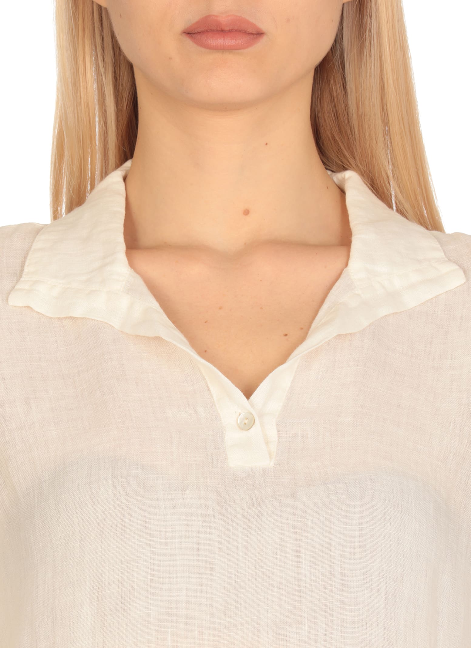 120% Lino Linen Blouse In White
