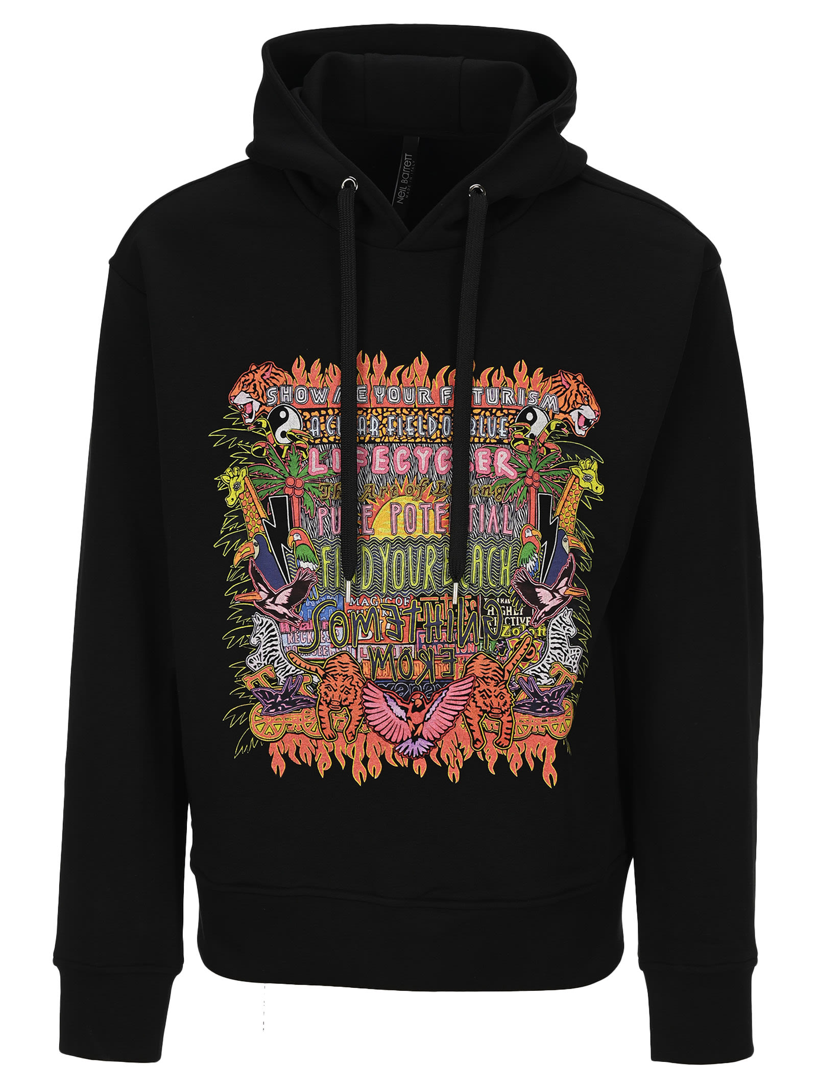 NEIL BARRETT ART COLLAGE PRINT HOODIE,11278552