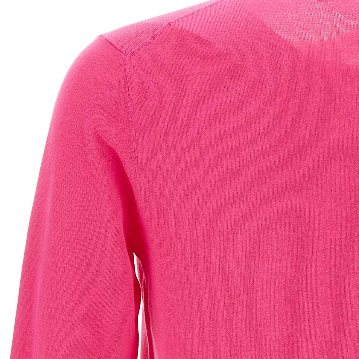 Shop Sun 68 Solid Cotton Sweater In Fuchsia