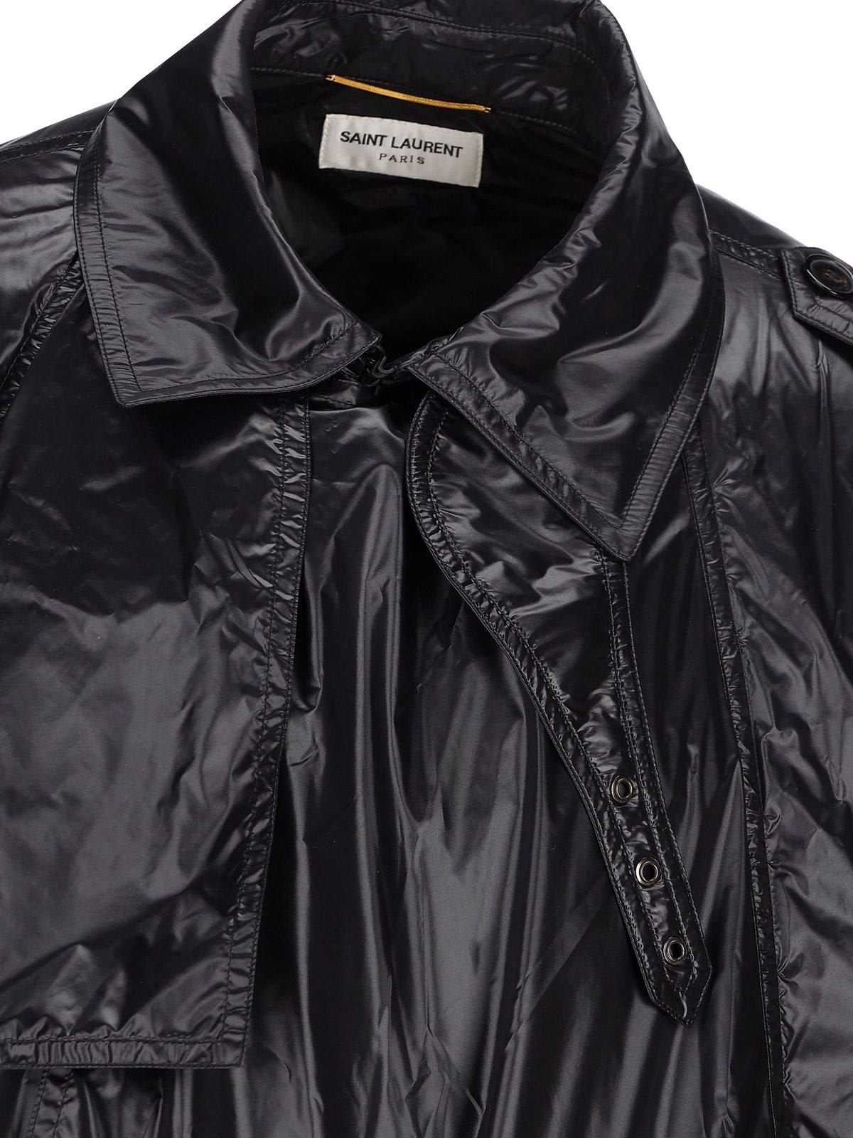Saint Laurent Long-sleeved Padded Coat In Black