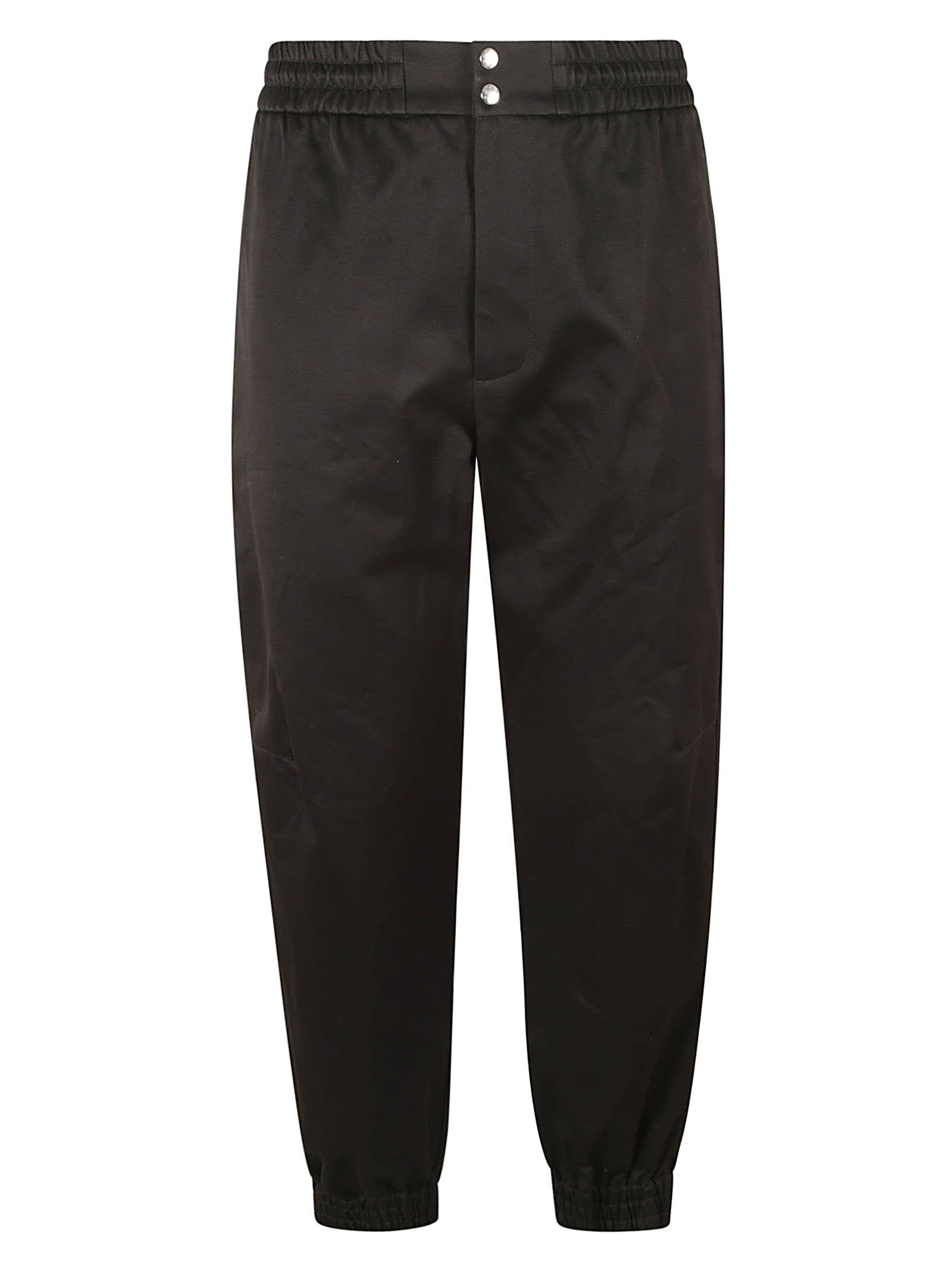 Shop Alexander Mcqueen Elastic Waist Plain Track Shorts In Black