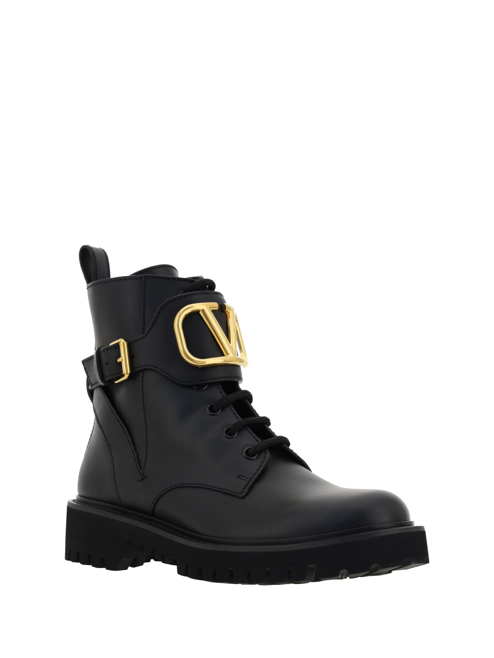 Shop Valentino Vllgo Signature Combat Boots In Nero