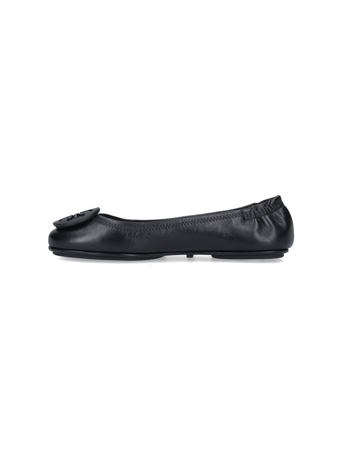 Shop Tory Burch Minnie Travel Ballet Flats In Black