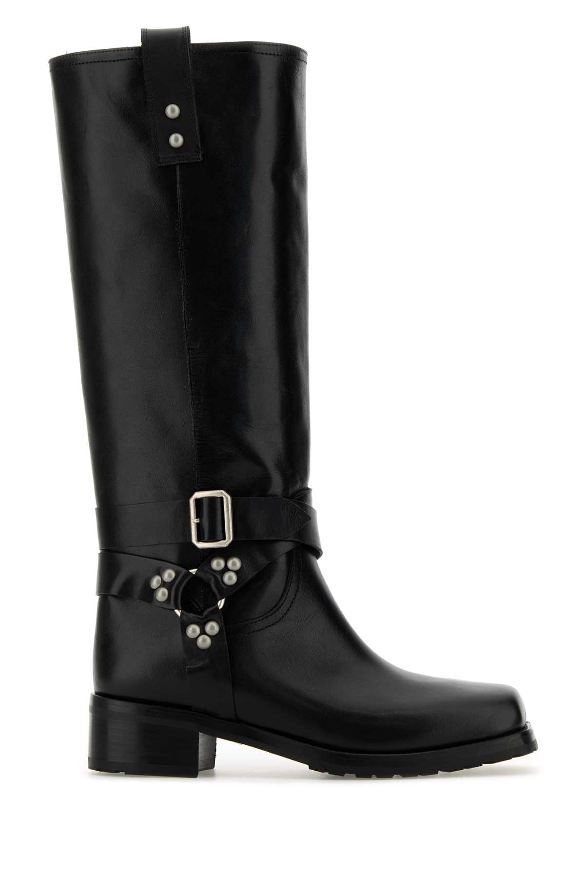 Sonora Black Leather El Paso Belt Boots