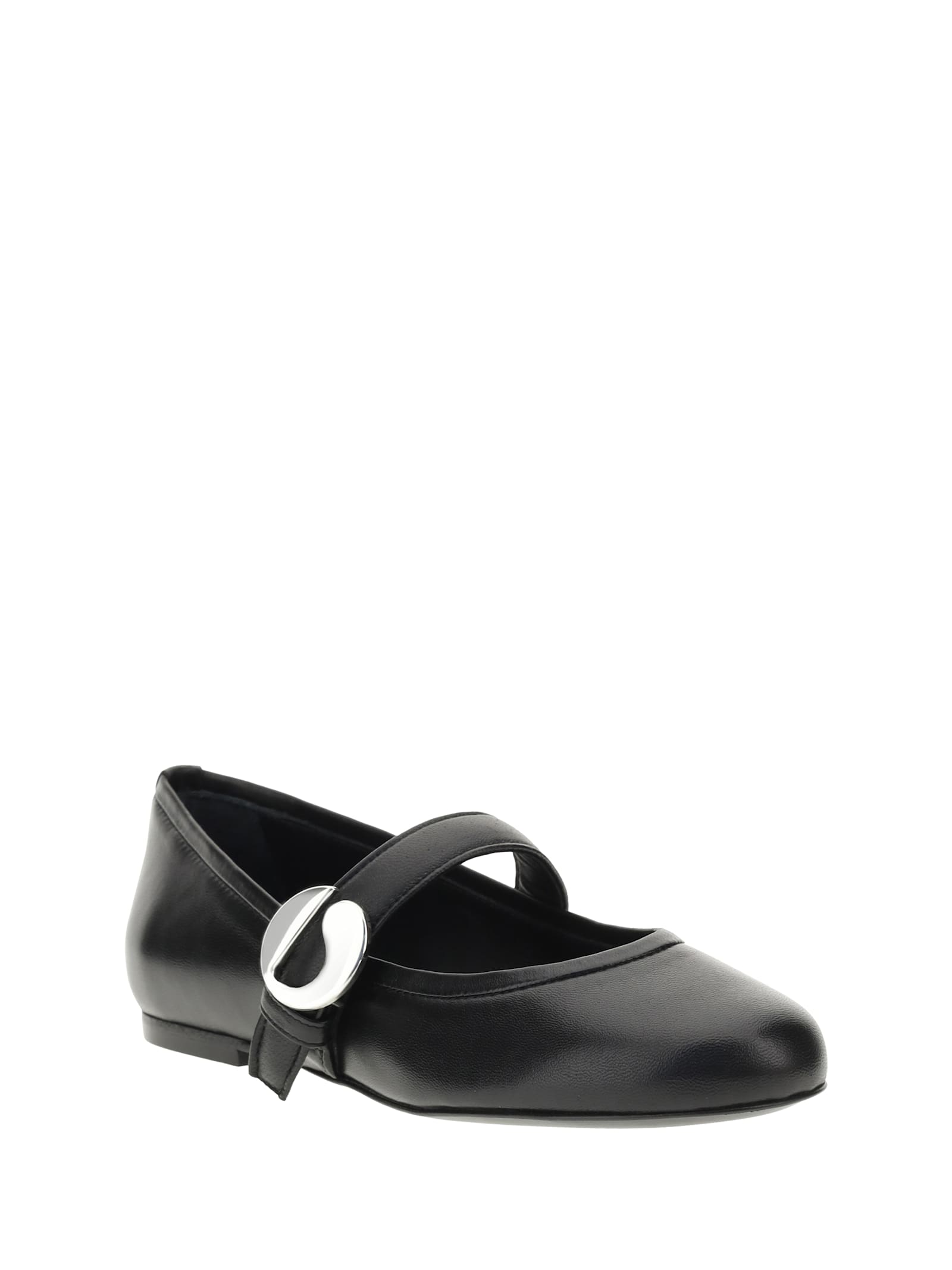 Coperni Black Ballerinas With Metallic Logo And Strap