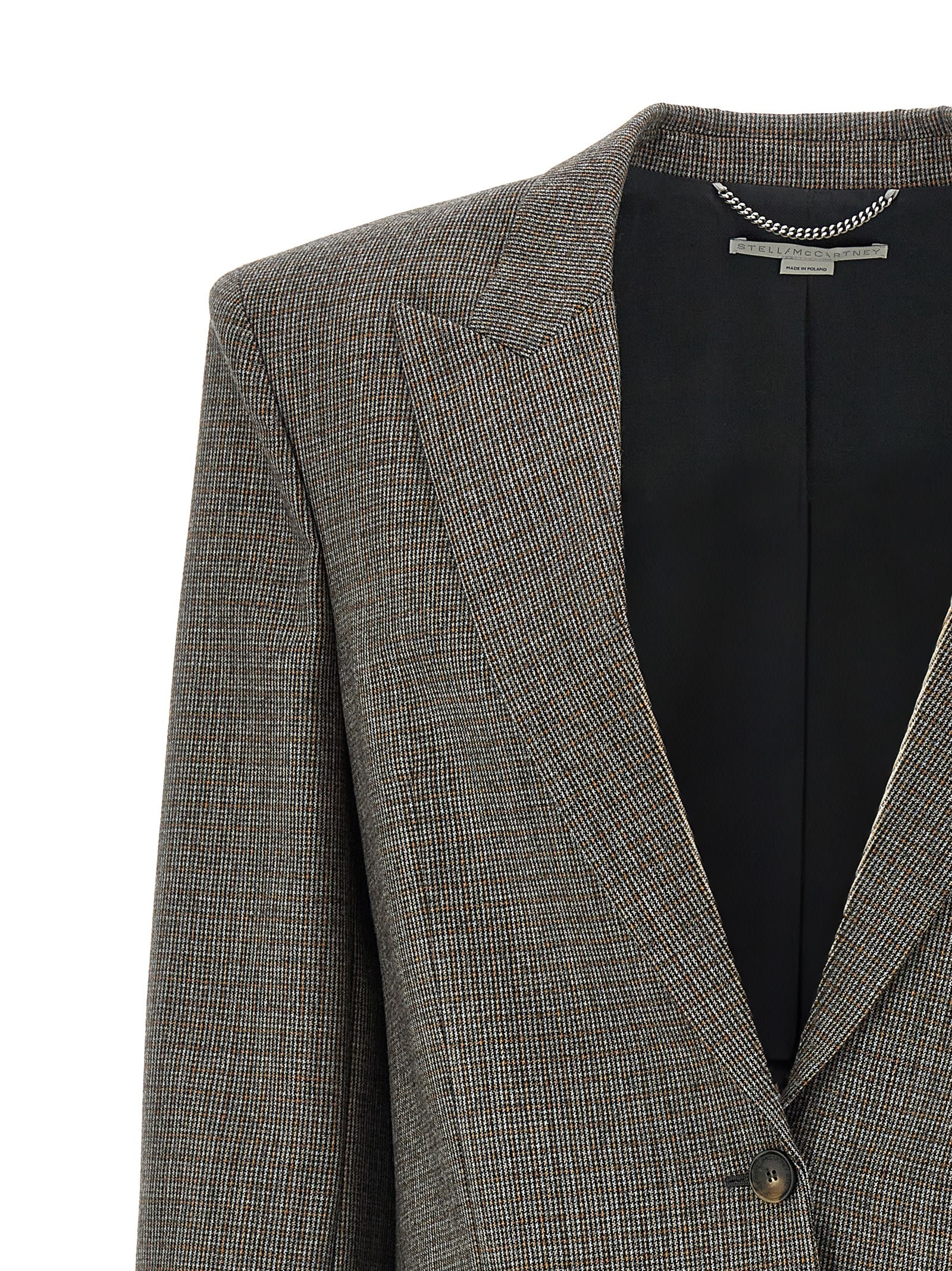 Shop Stella Mccartney Single-breasted Micro Houndstooth Blazer In Gray