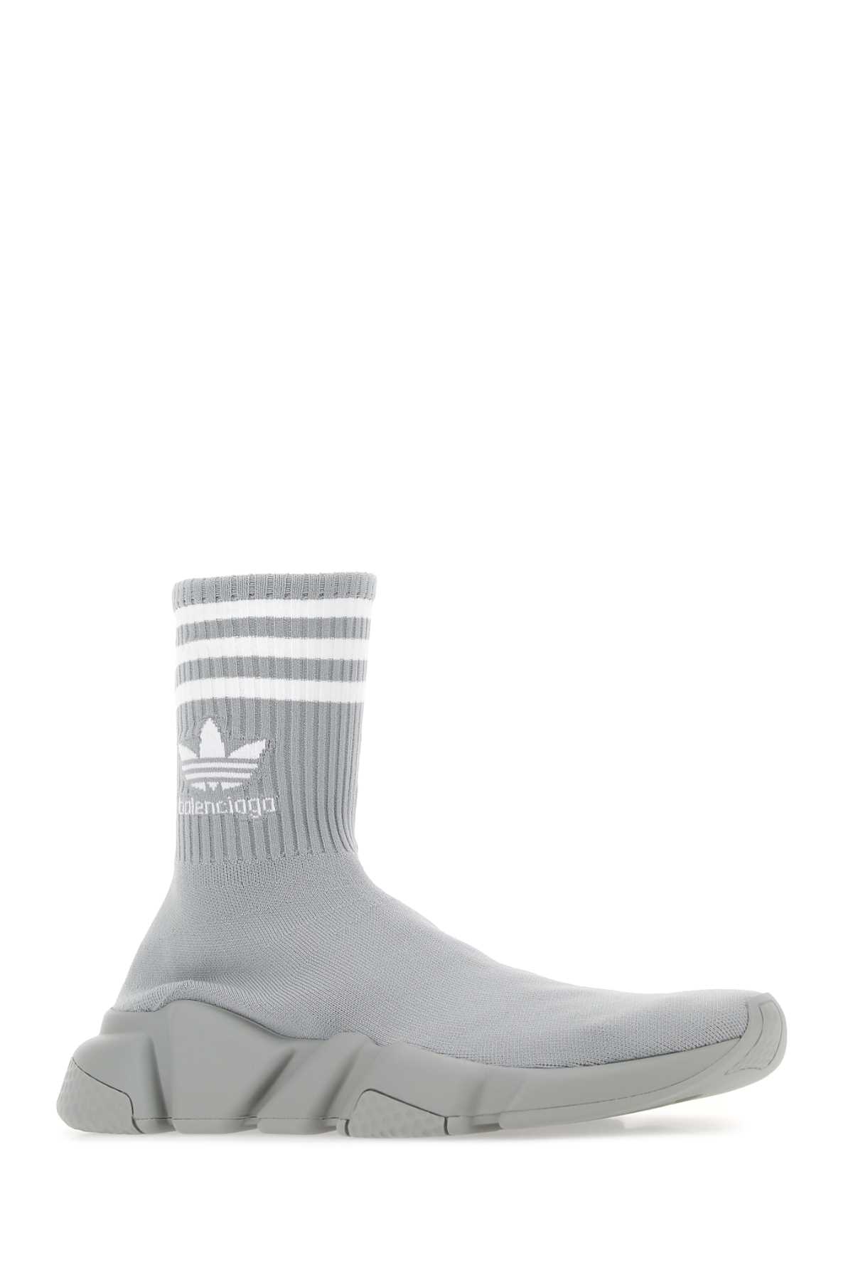 Shop Balenciaga Grey Tech Knit Speed Sneakers In Multicolor