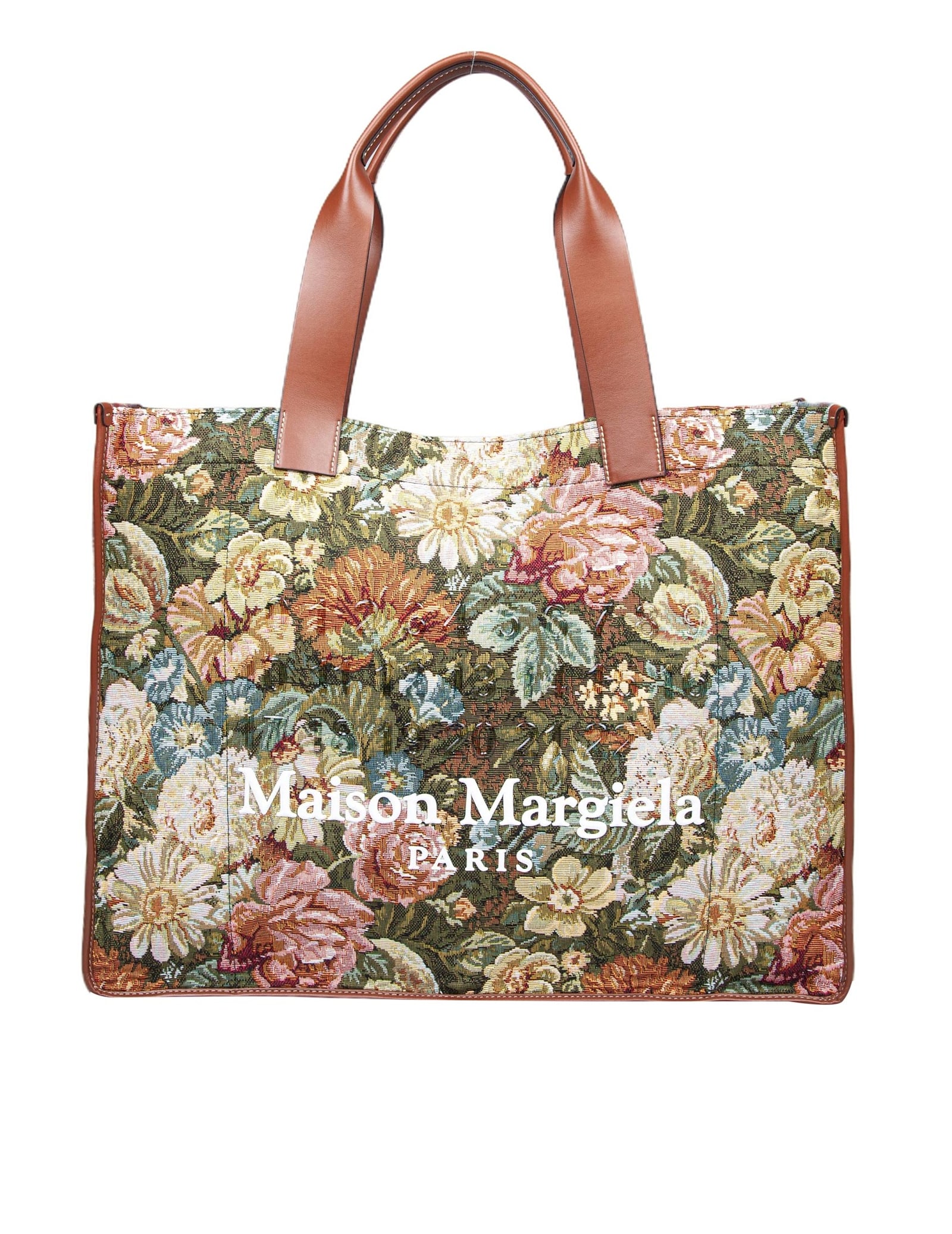 Shop Maison Margiela Large Floral Fabric Tote Bag In Flowers