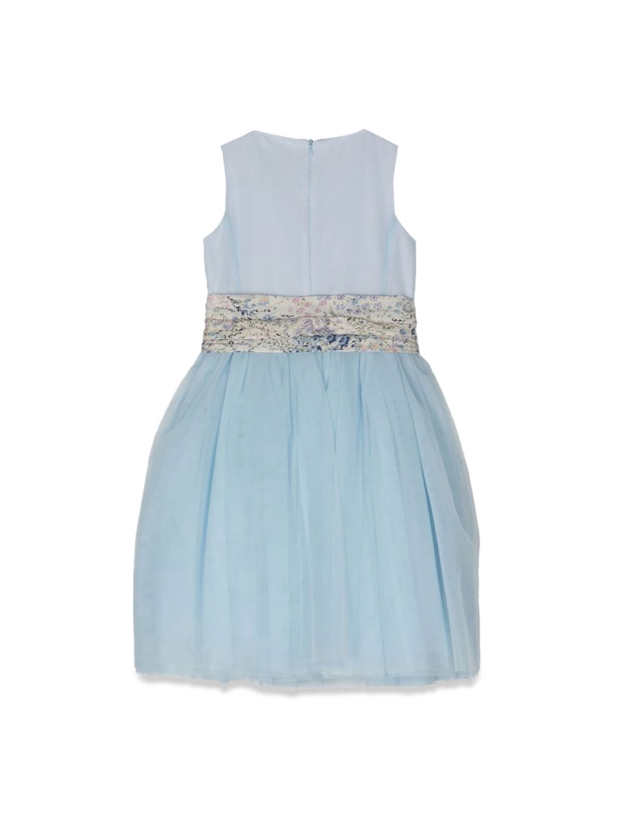 Simonetta Bow-detail Tulle Dress In Baby Blue