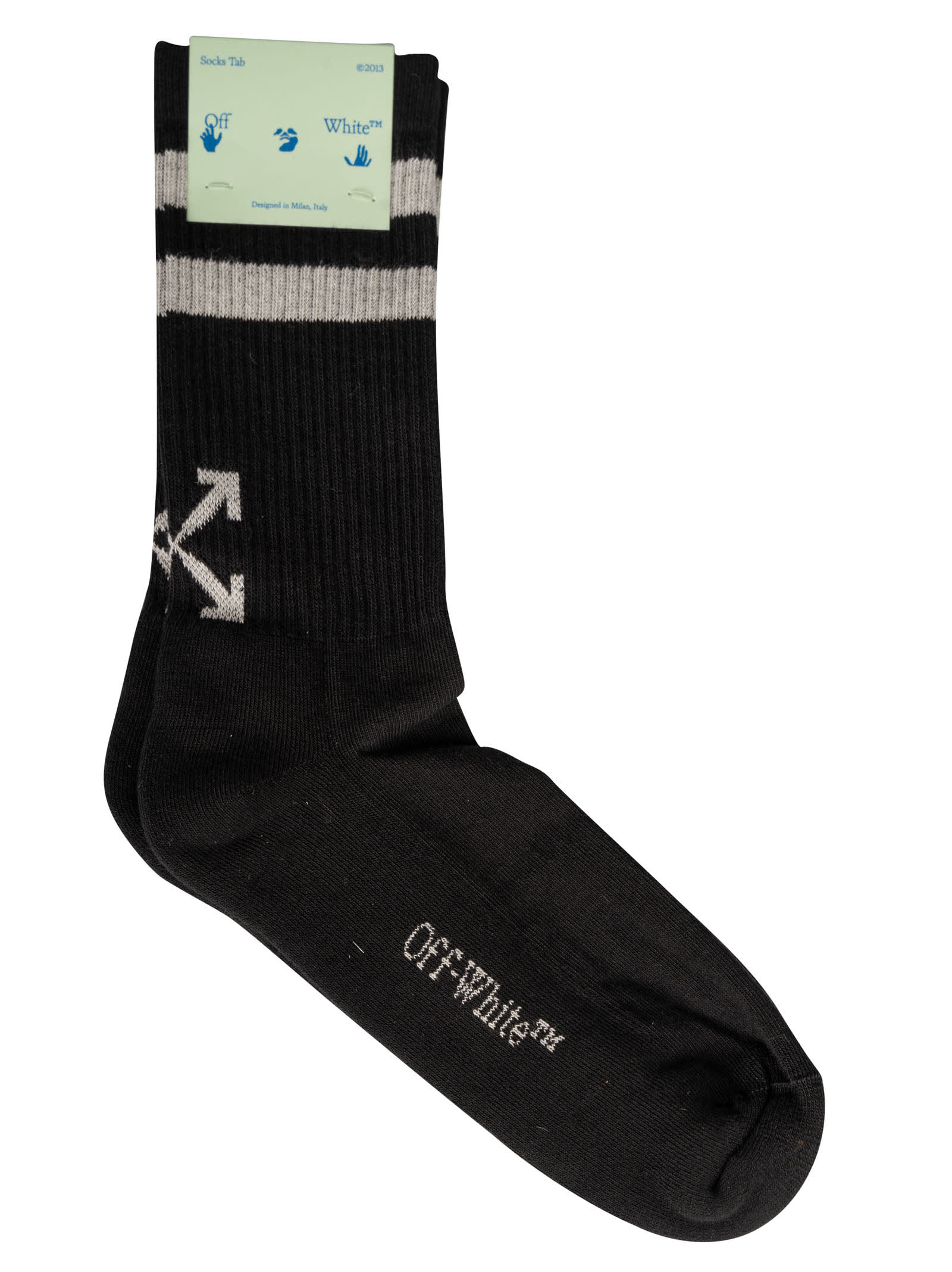 Click to view more detailed imagery on our partner's website Off-white Striped Socks In Black/white