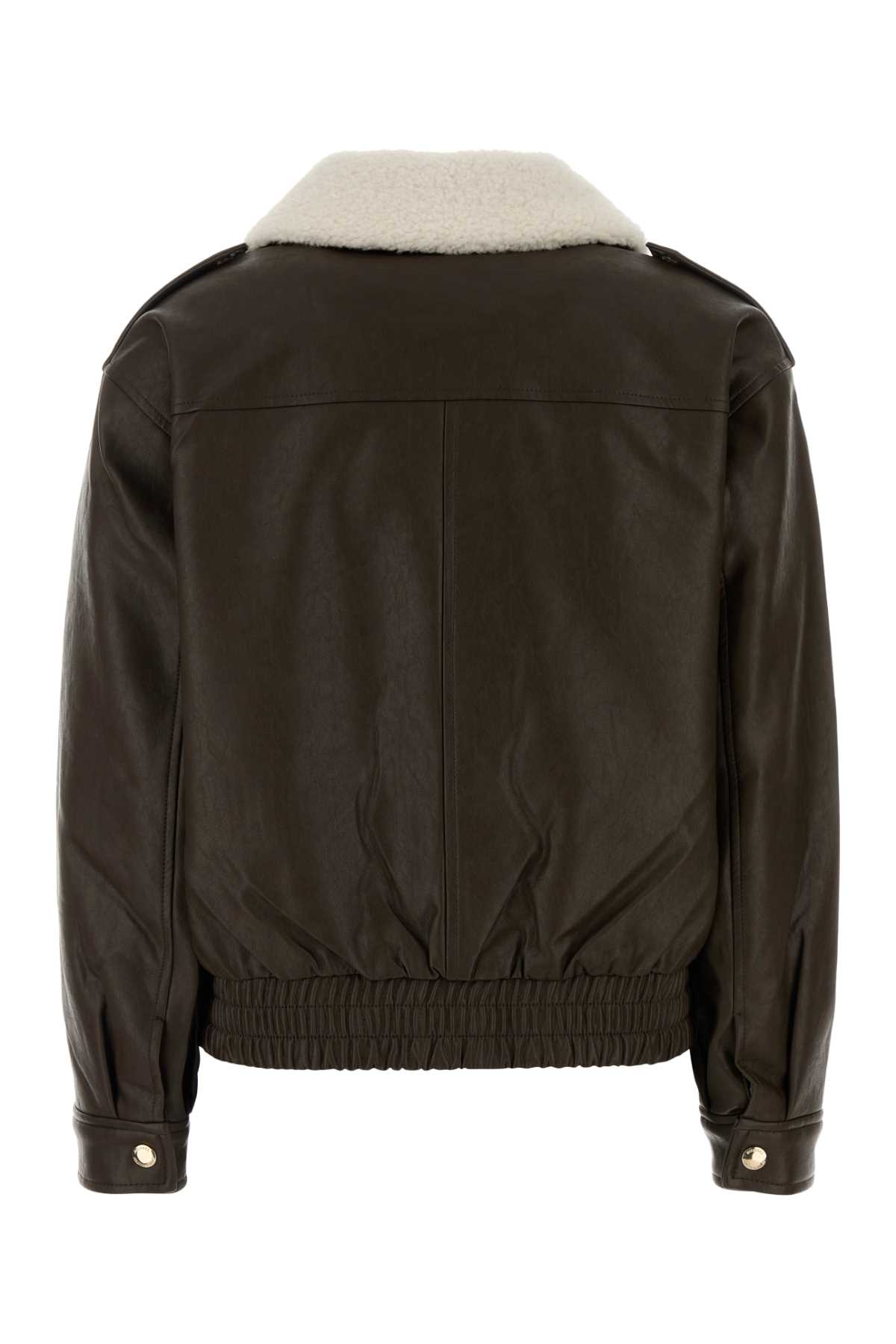 Michael Kors Dark Brown Synthetic Leather Jacket In Brown