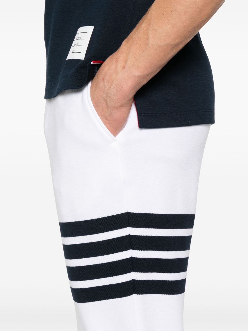 Thom Browne Cotton Sweatpants With Signature Stripe Detail In White