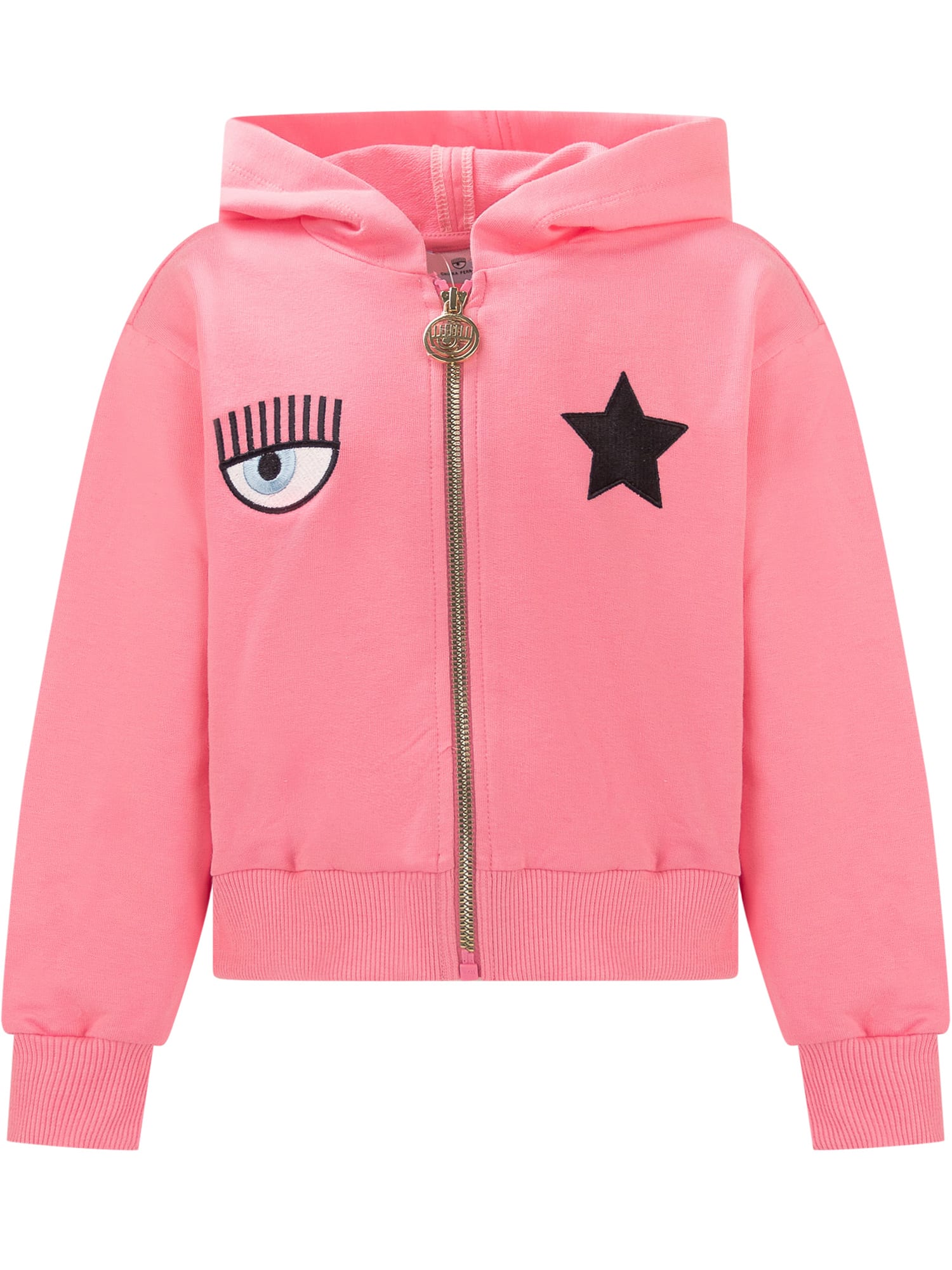 Chiara Ferragni Kids' Hooded Sweatshirt With Zip In Rosa