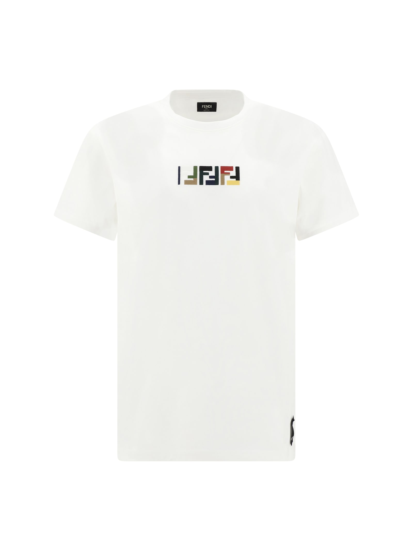 Shop Fendi Logoed T-shirt In Bianco