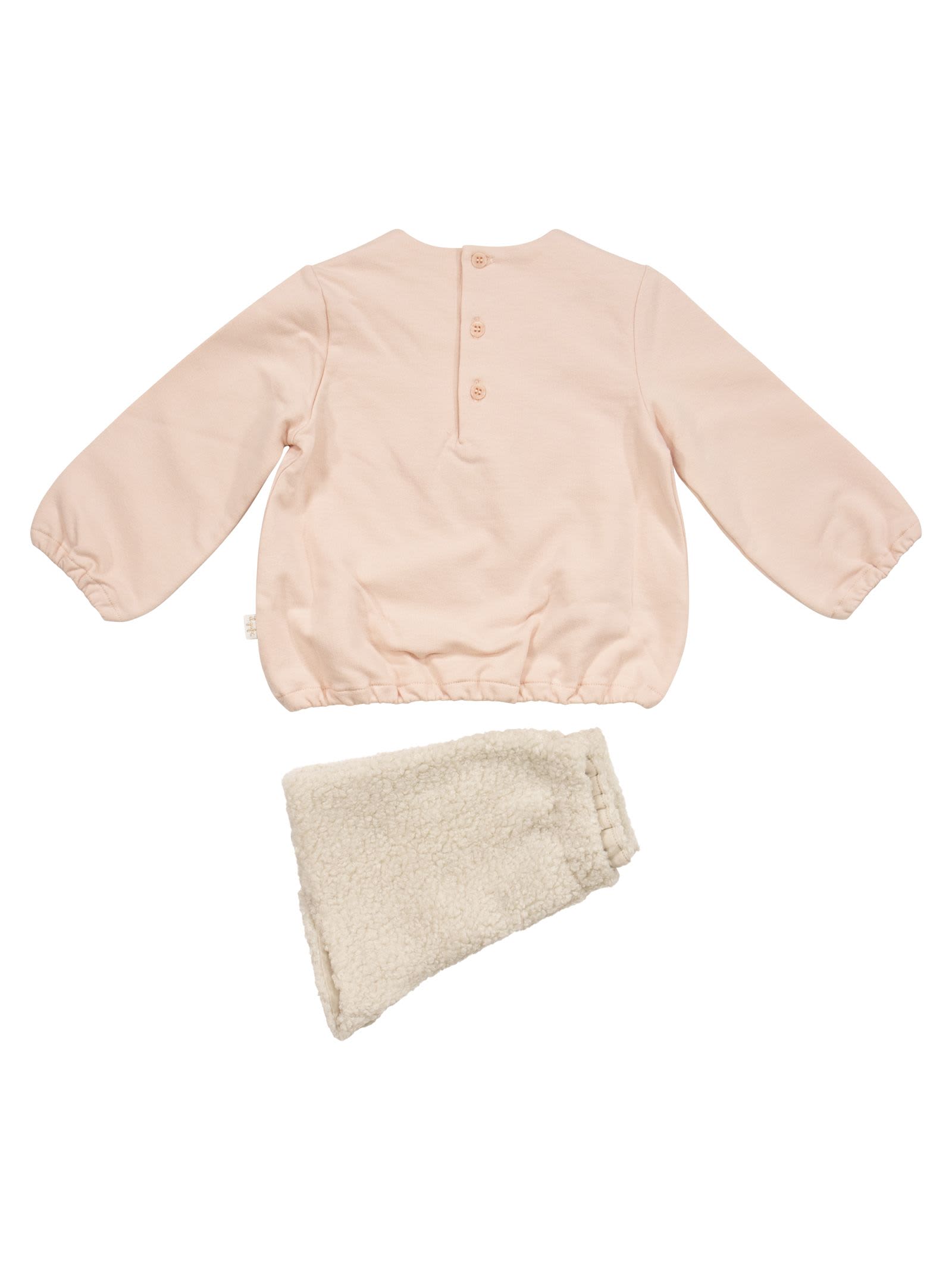 Shop Il Gufo Two-piece Set With Teddy Bear In Pink/ivory