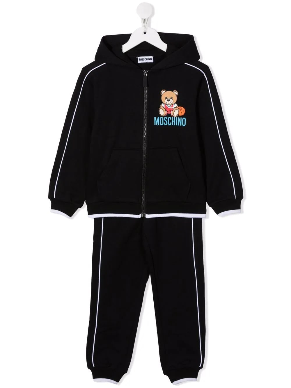 Moschino Kids Black Sports Suit With Basketball Teddy Bear Print