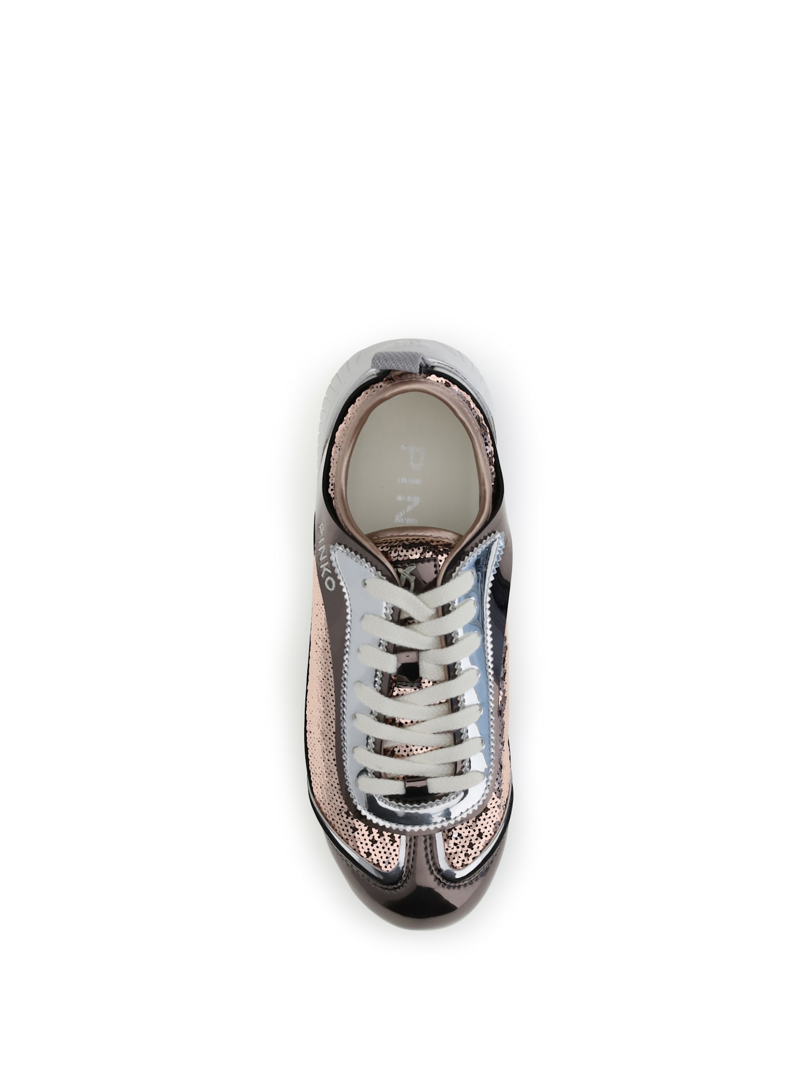 Pinko Reby 10 Mirror Fabric Sneakers With Sequins In Pink